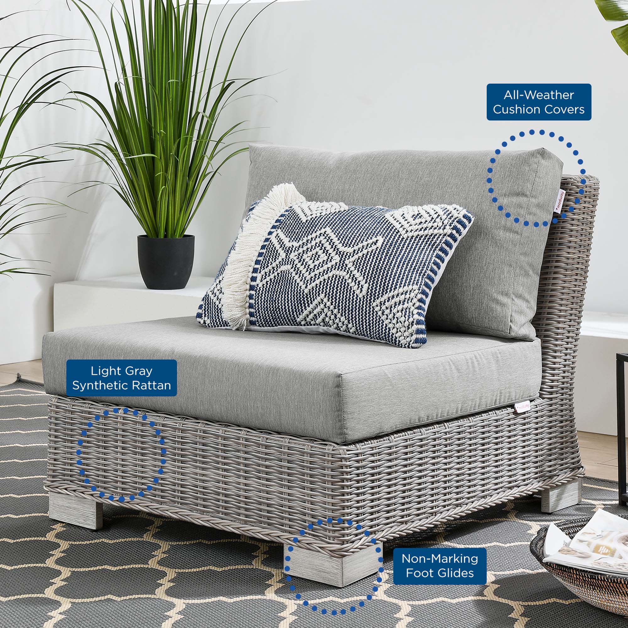 Conway 5-Piece Outdoor Patio Wicker Rattan Furniture Set by Modway