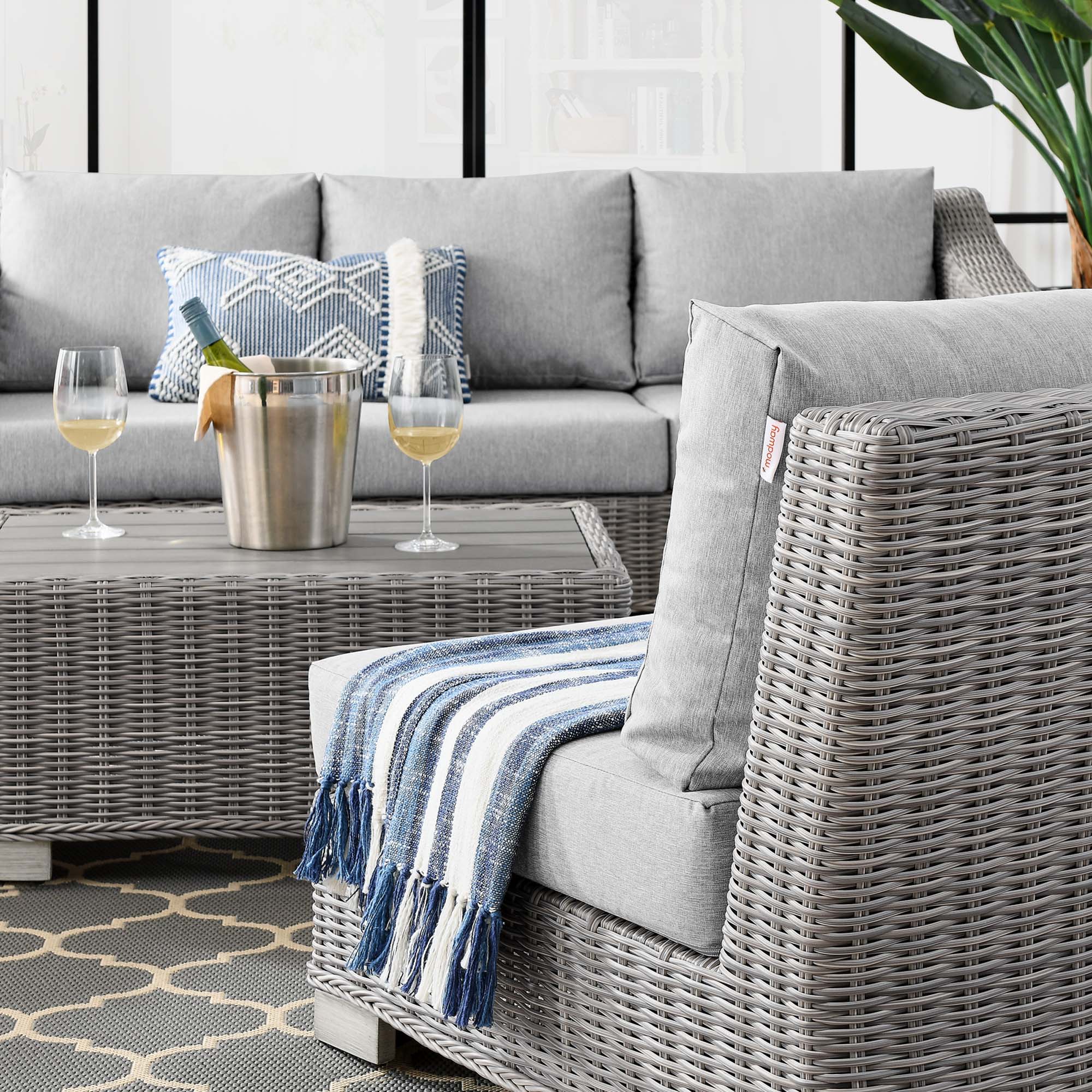 Conway 5-Piece Outdoor Patio Wicker Rattan Furniture Set by Modway