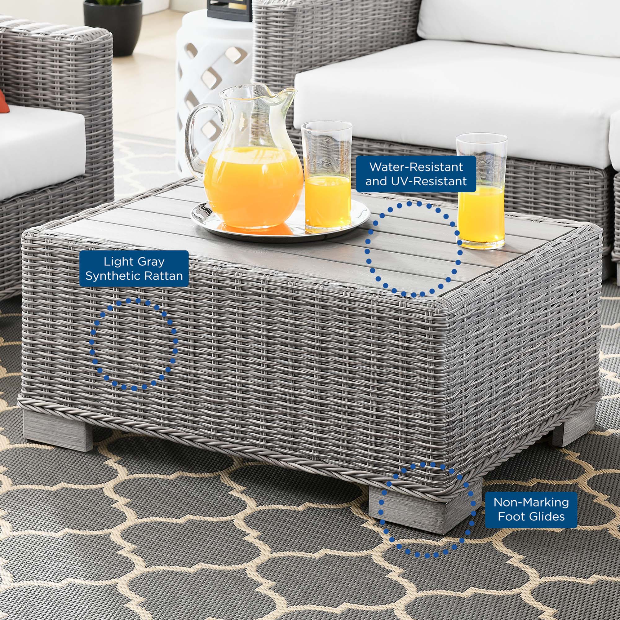 Conway 5-Piece Outdoor Patio Wicker Rattan Furniture Set by Modway