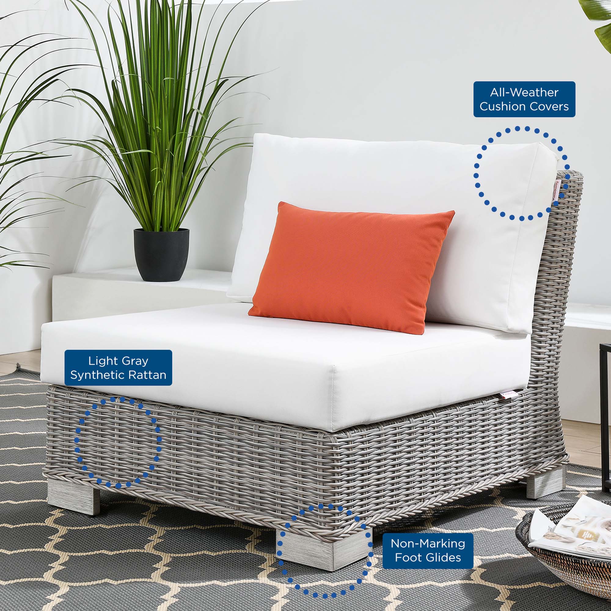 Conway 5-Piece Outdoor Patio Wicker Rattan Furniture Set by Modway