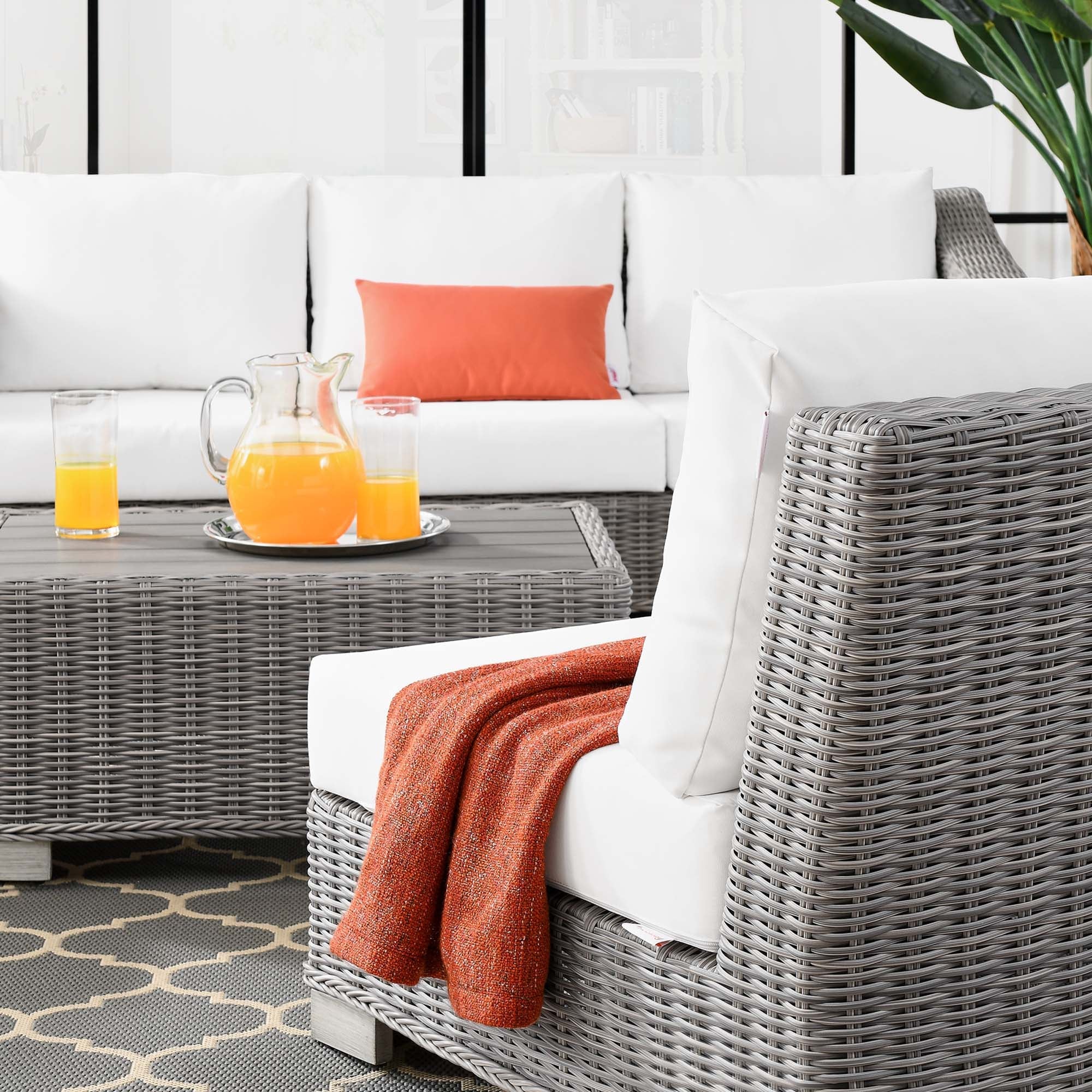 Conway 5-Piece Outdoor Patio Wicker Rattan Furniture Set by Modway