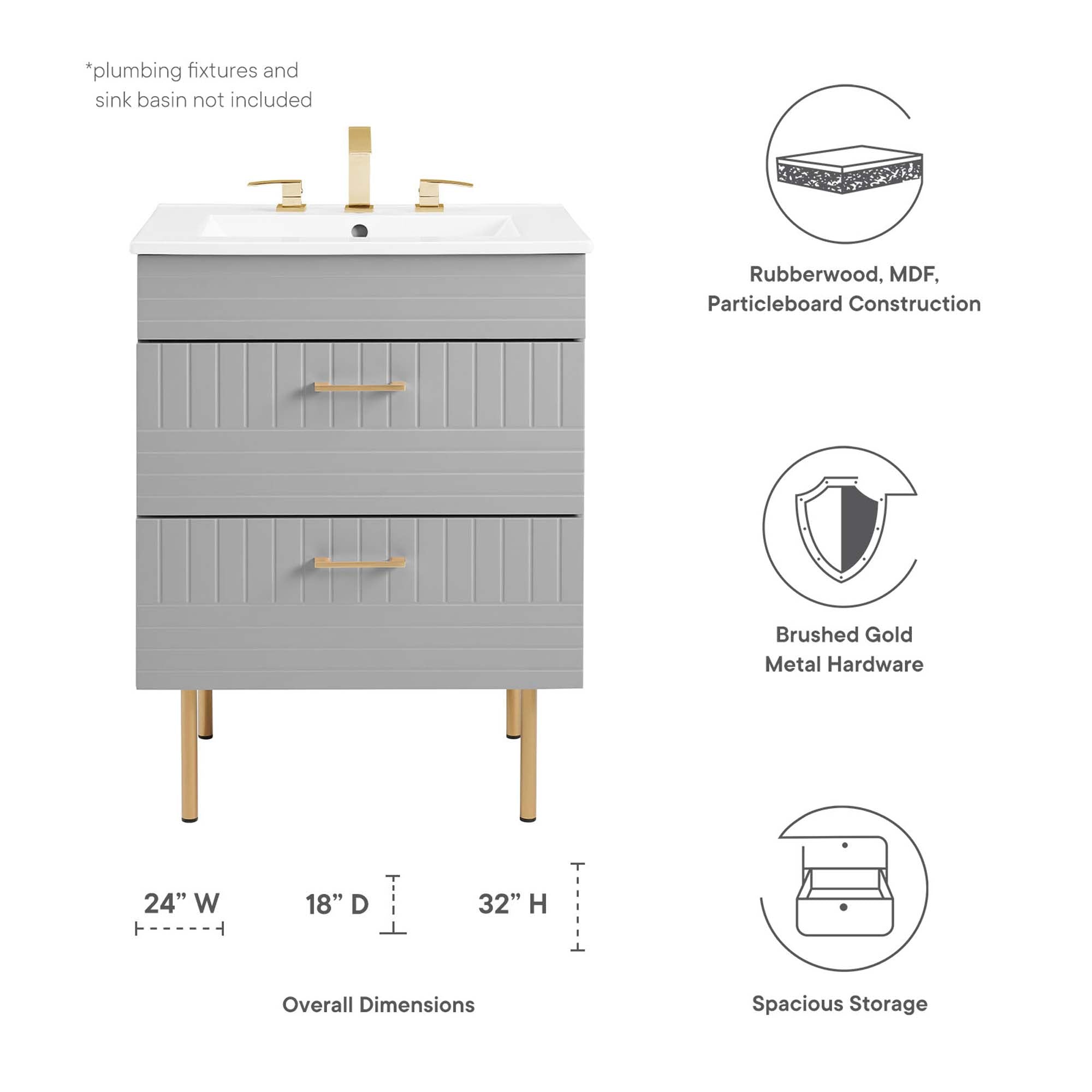 Daybreak 24" Bathroom Vanity Cabinet (Sink Basin Not Included) by Modway