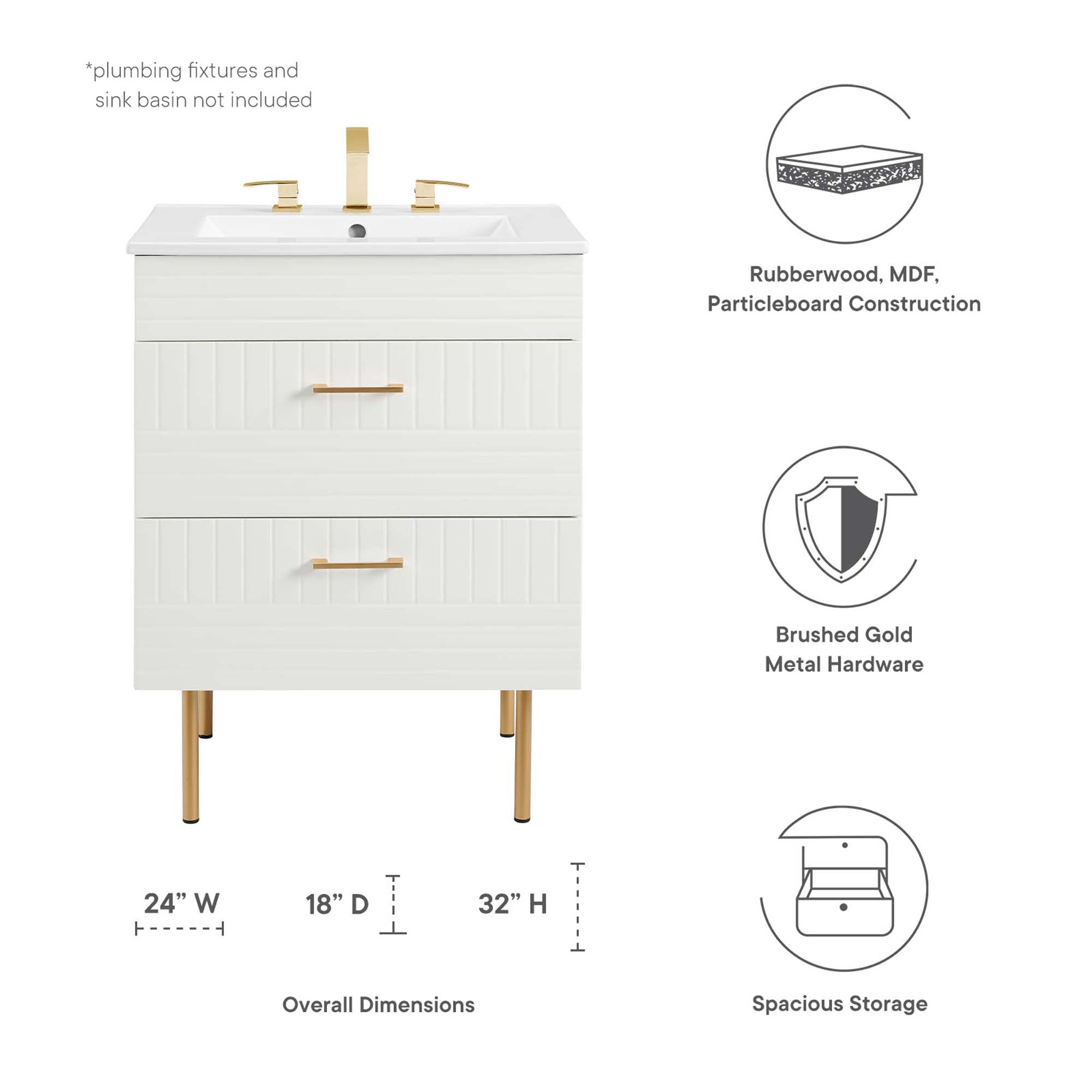 Daybreak 24" Bathroom Vanity Cabinet (Sink Basin Not Included) by Modway