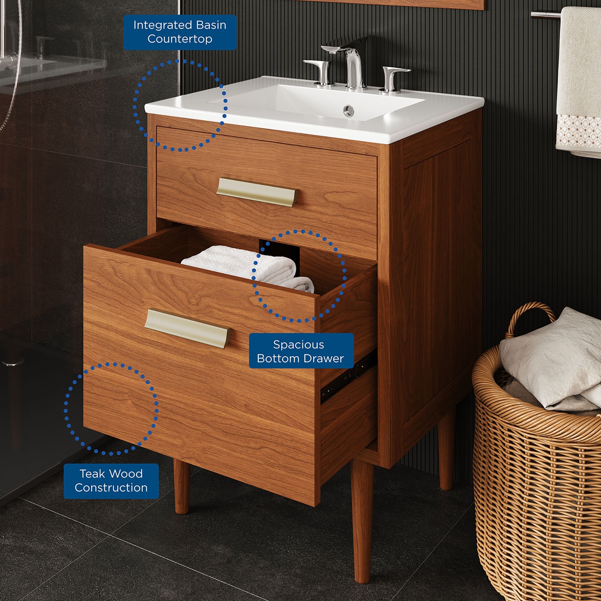 Cassia Bathroom Vanity Basin Included by Modway