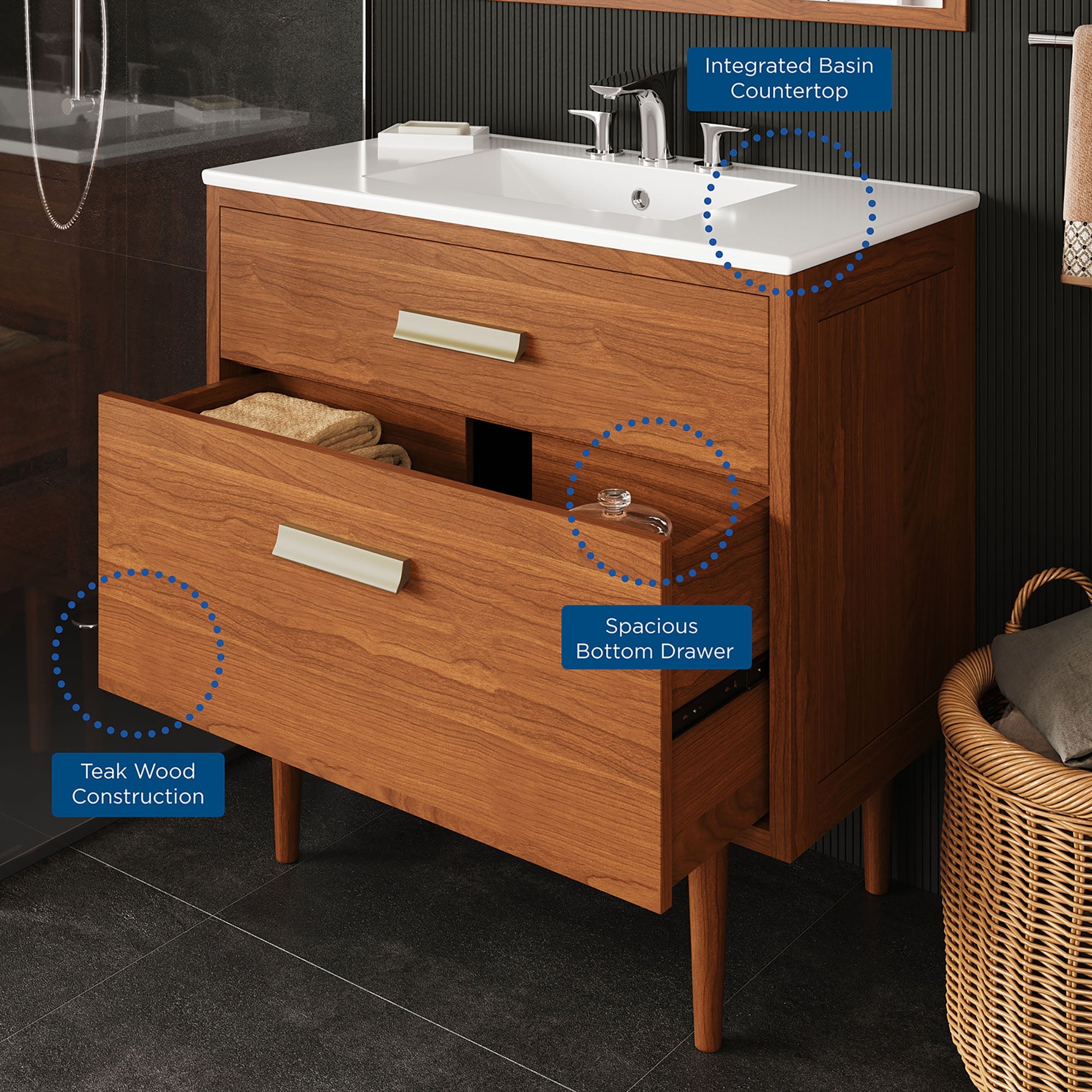 Cassia Bathroom Vanity Basin Included by Modway