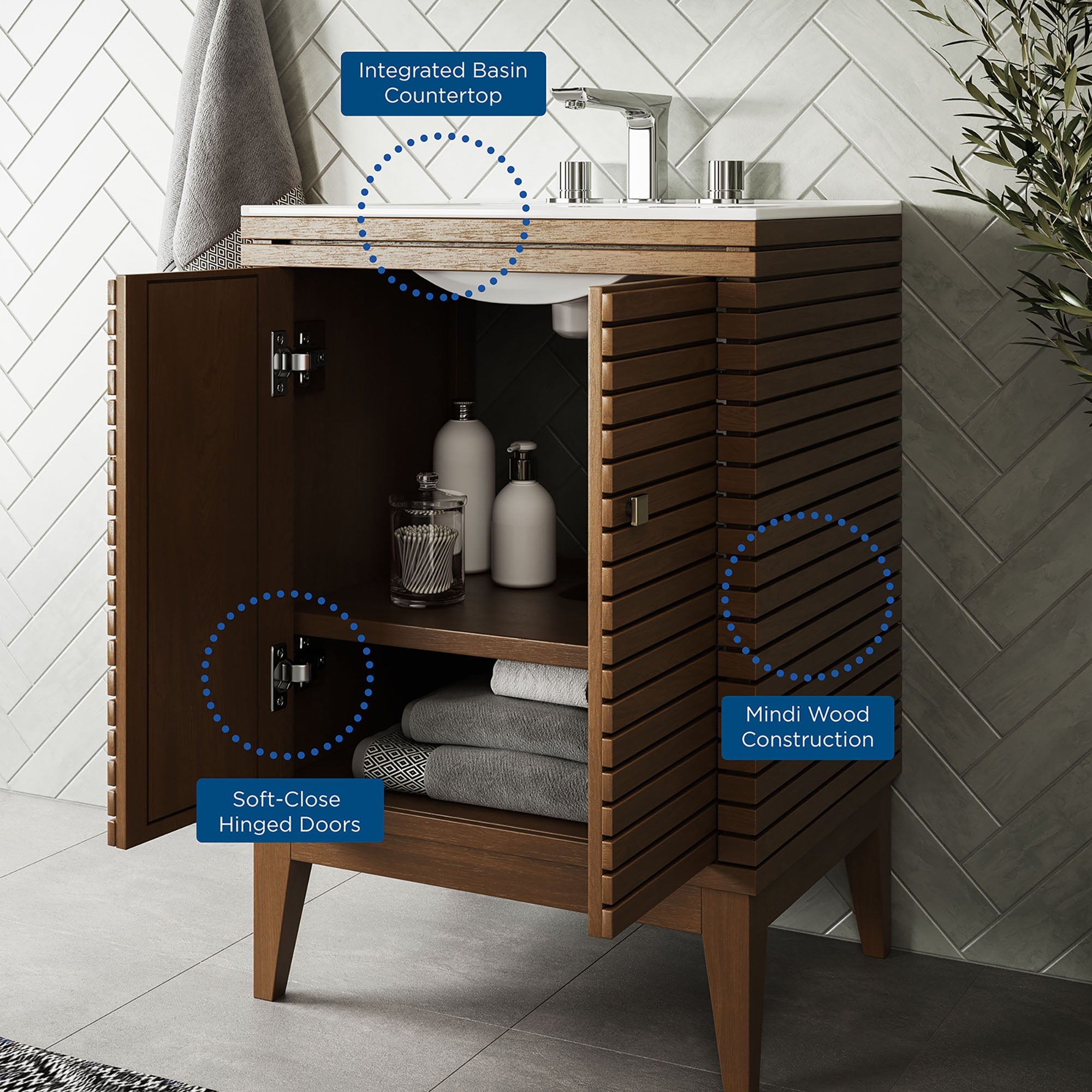 Ledger Bathroom Vanity Basin Included by Modway