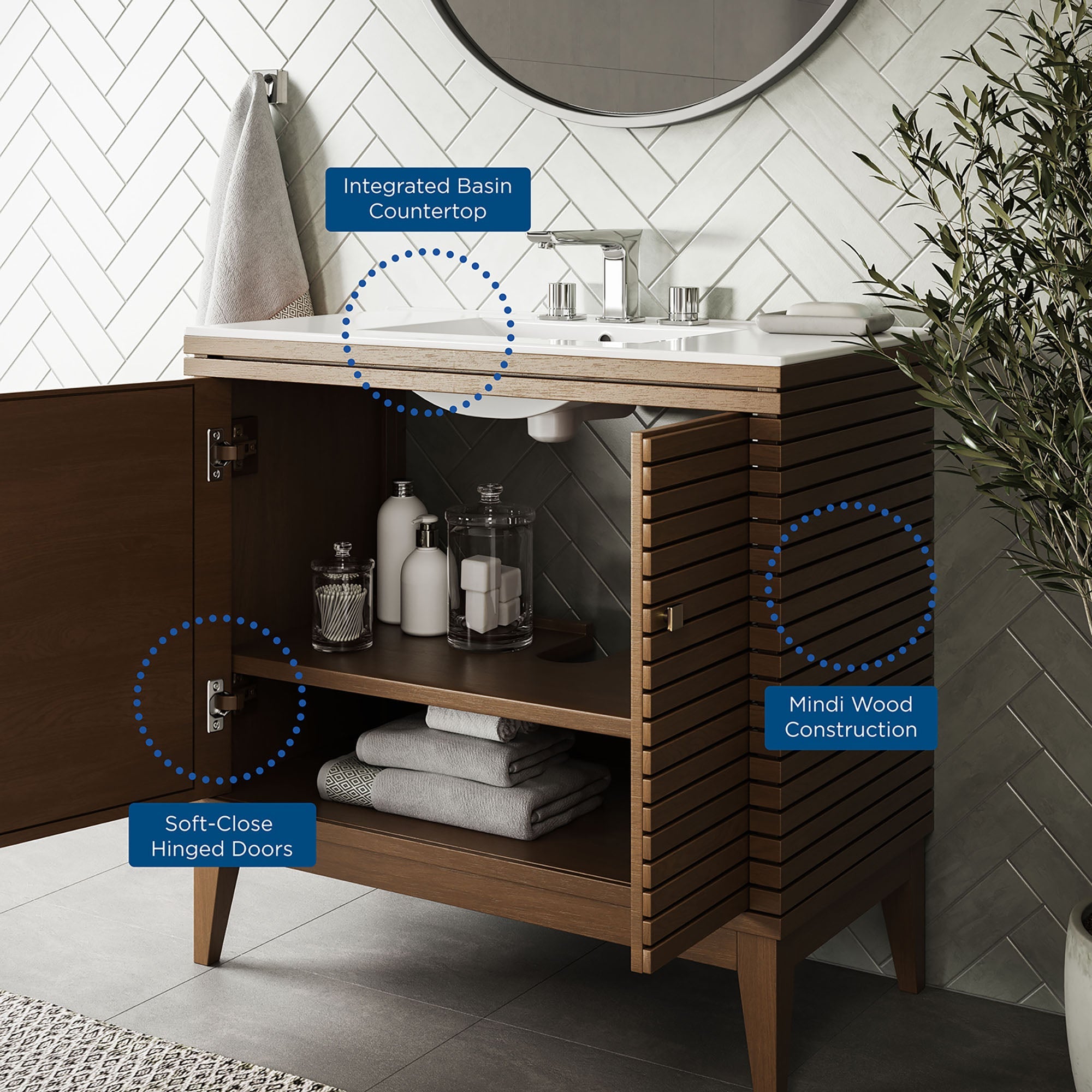 Ledger Bathroom Vanity Basin Included by Modway