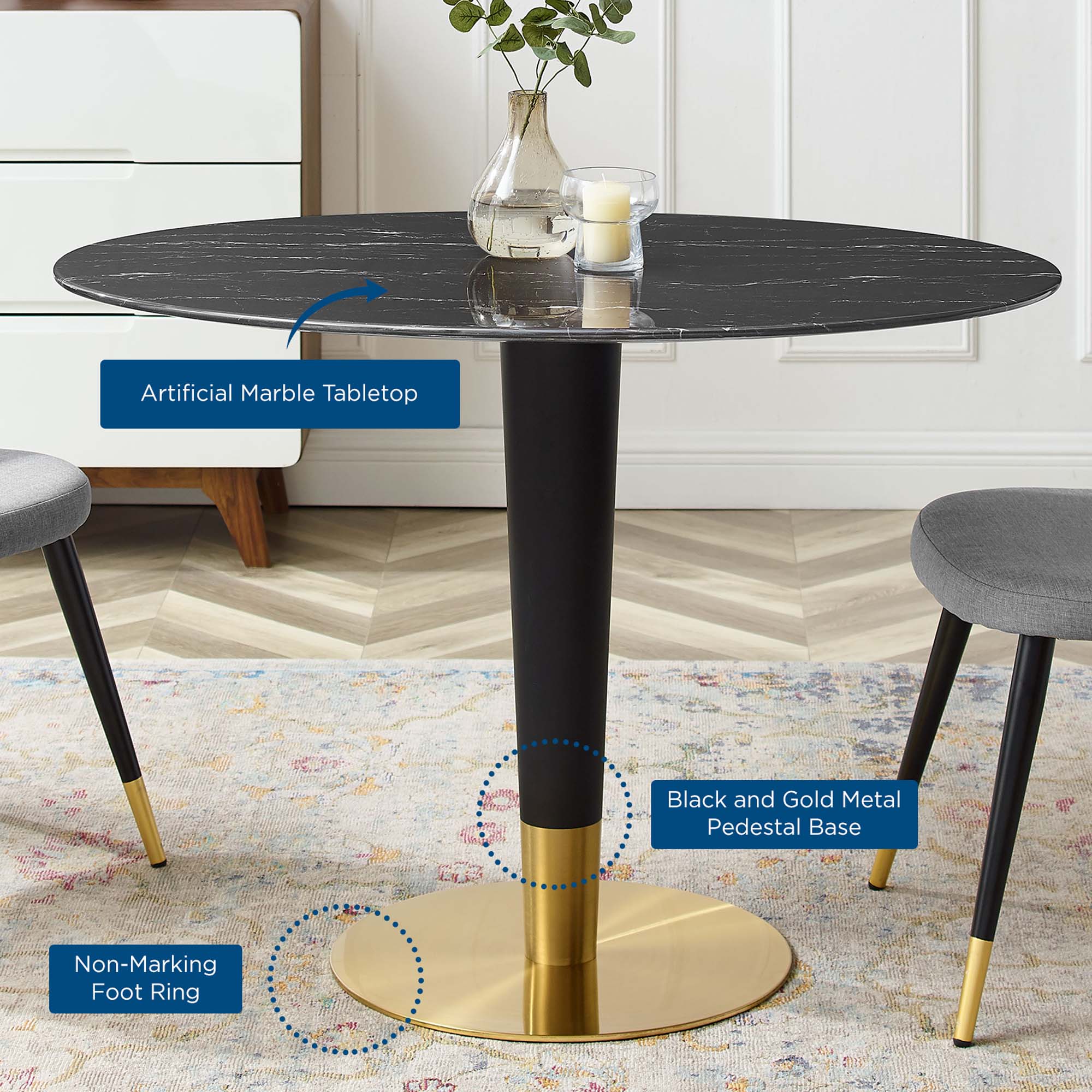 Zinque 42" Oval Artificial Marble Dining Table by Modway