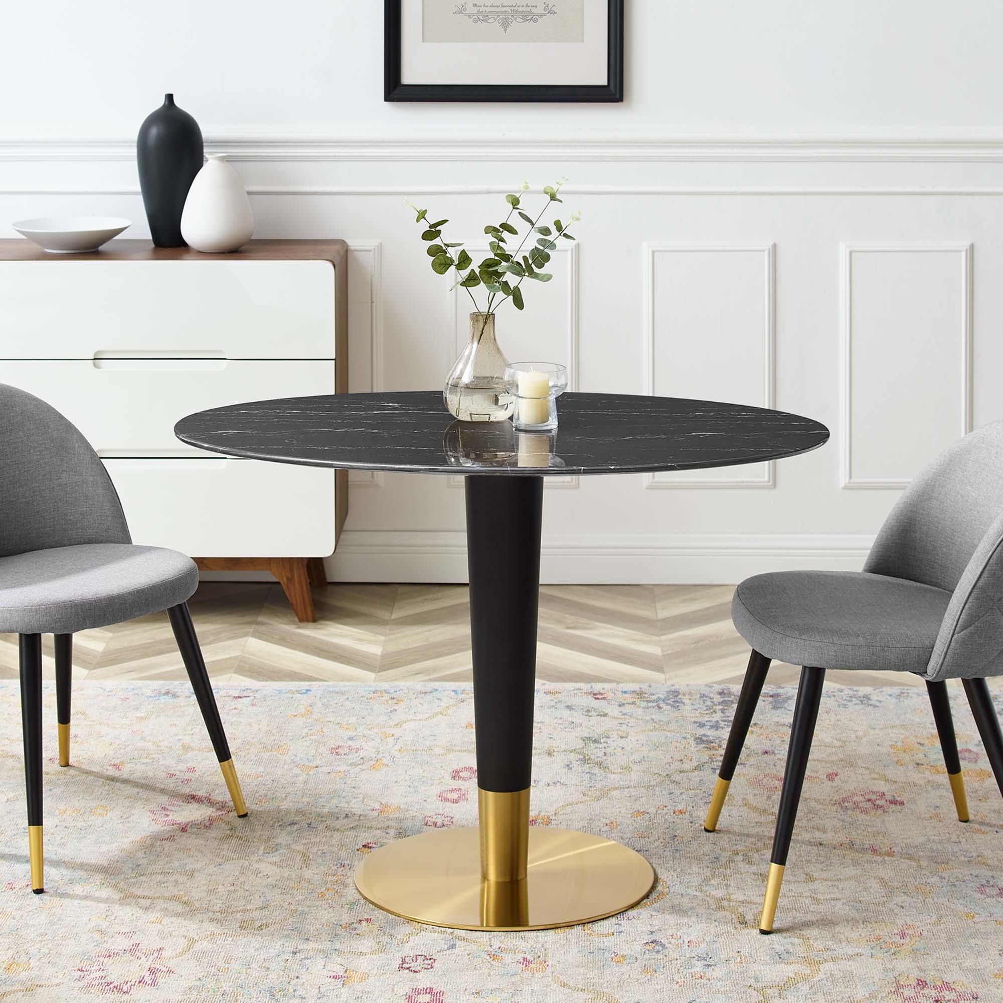 Zinque 42" Oval Artificial Marble Dining Table by Modway