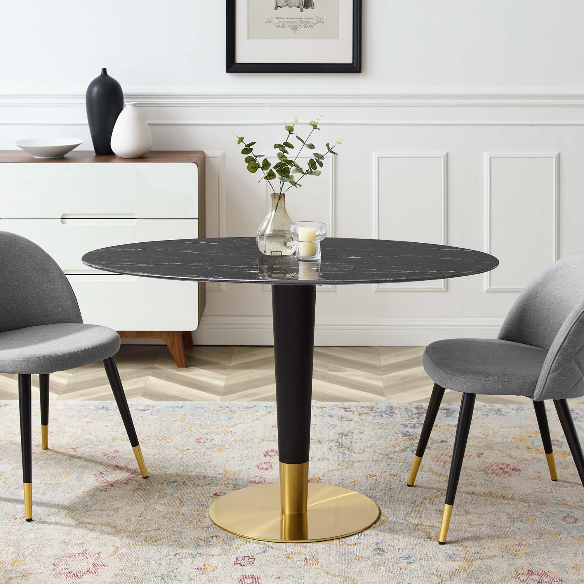 Zinque 48" Oval Artificial Marble Dining Table by Modway