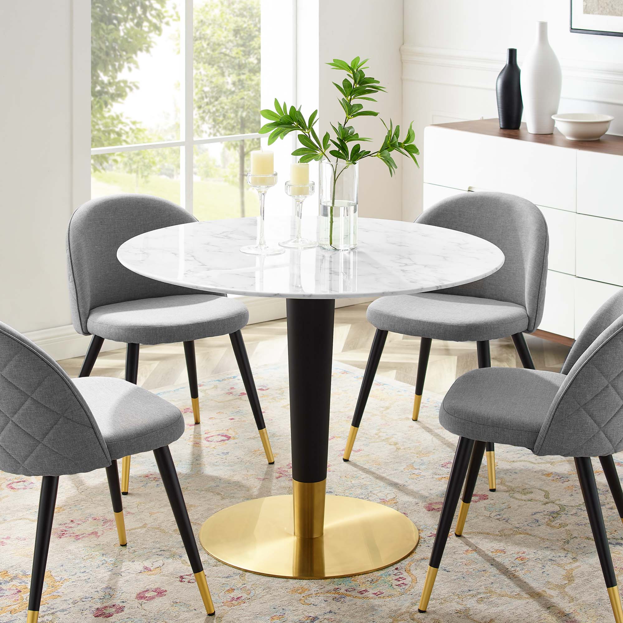 Zinque 40" Artificial Marble Dining Table by Modway