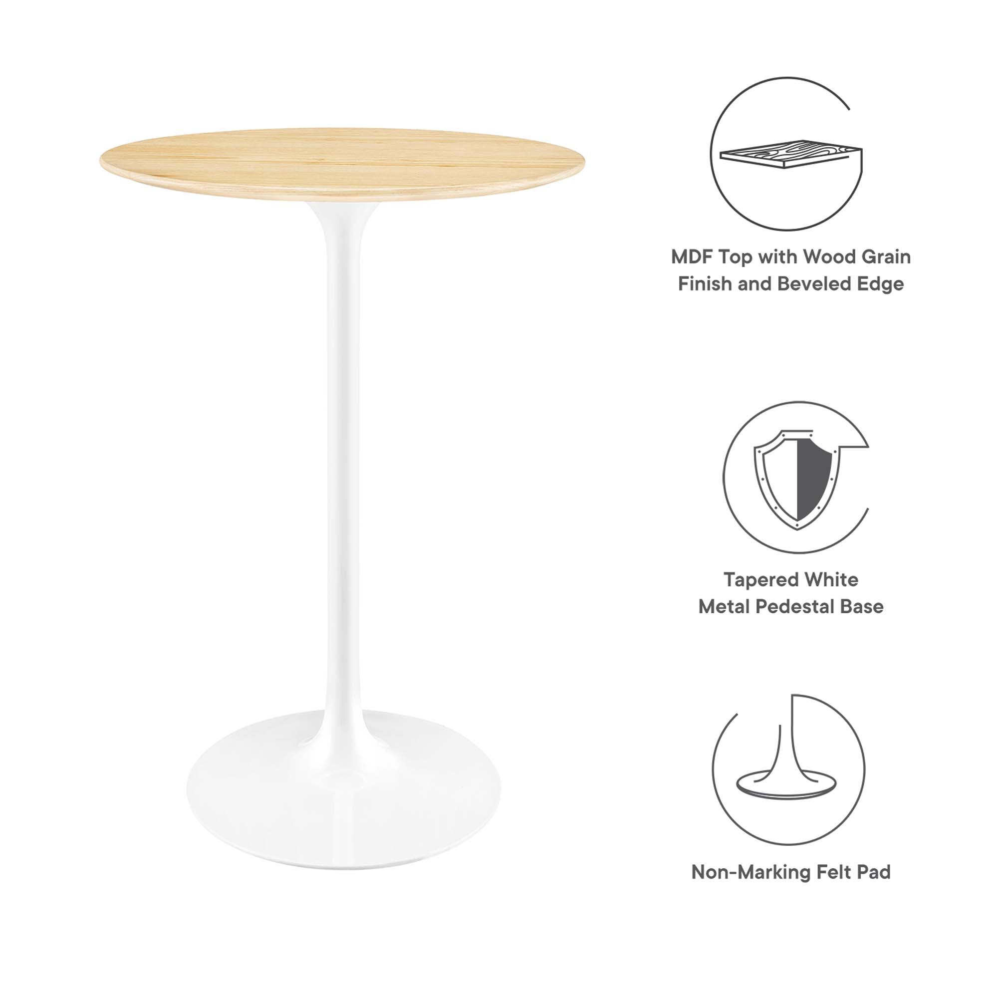 Lippa Round Wood Bar Table by Modway