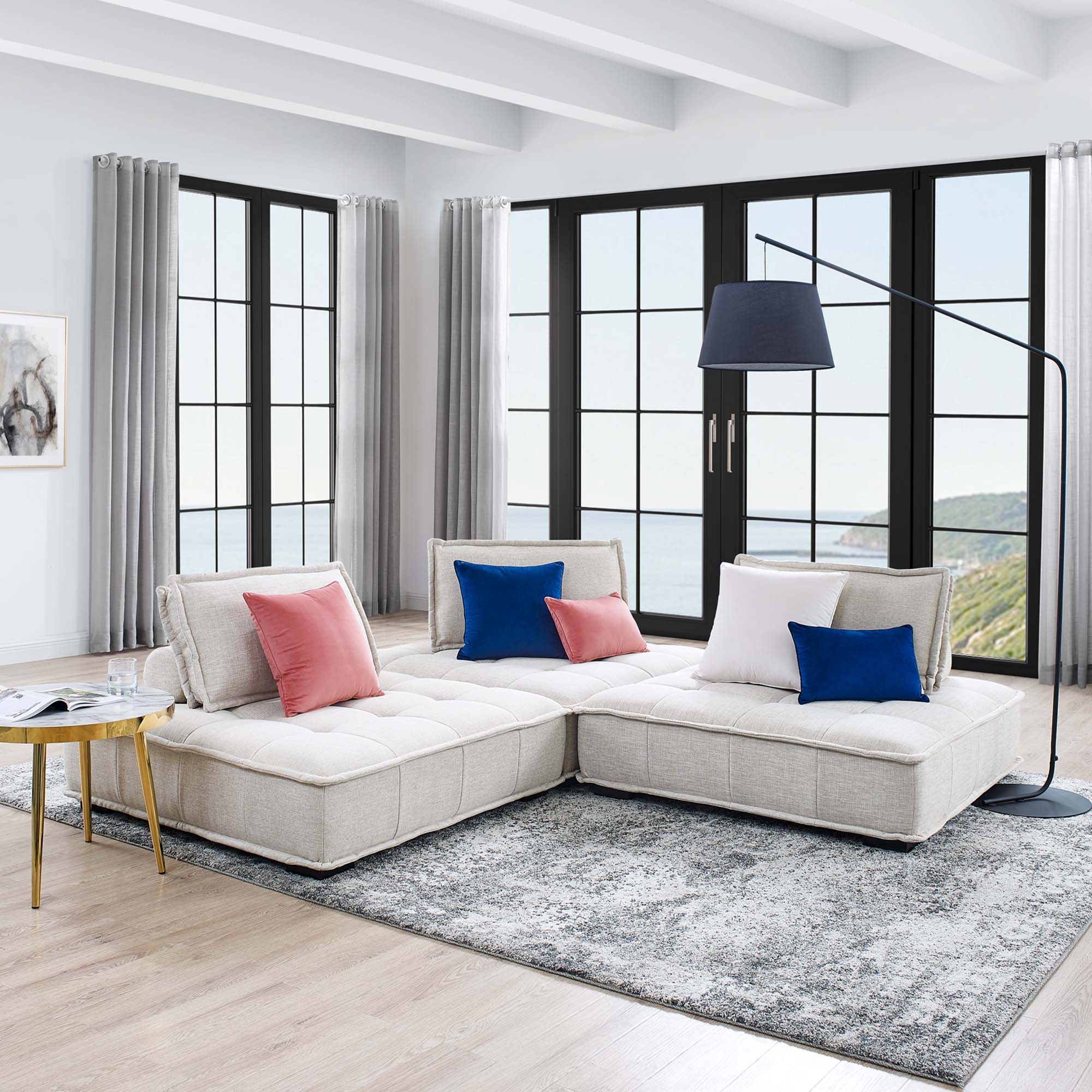 Saunter 3-Piece Tufted Fabric Fabric Sofa by Modway