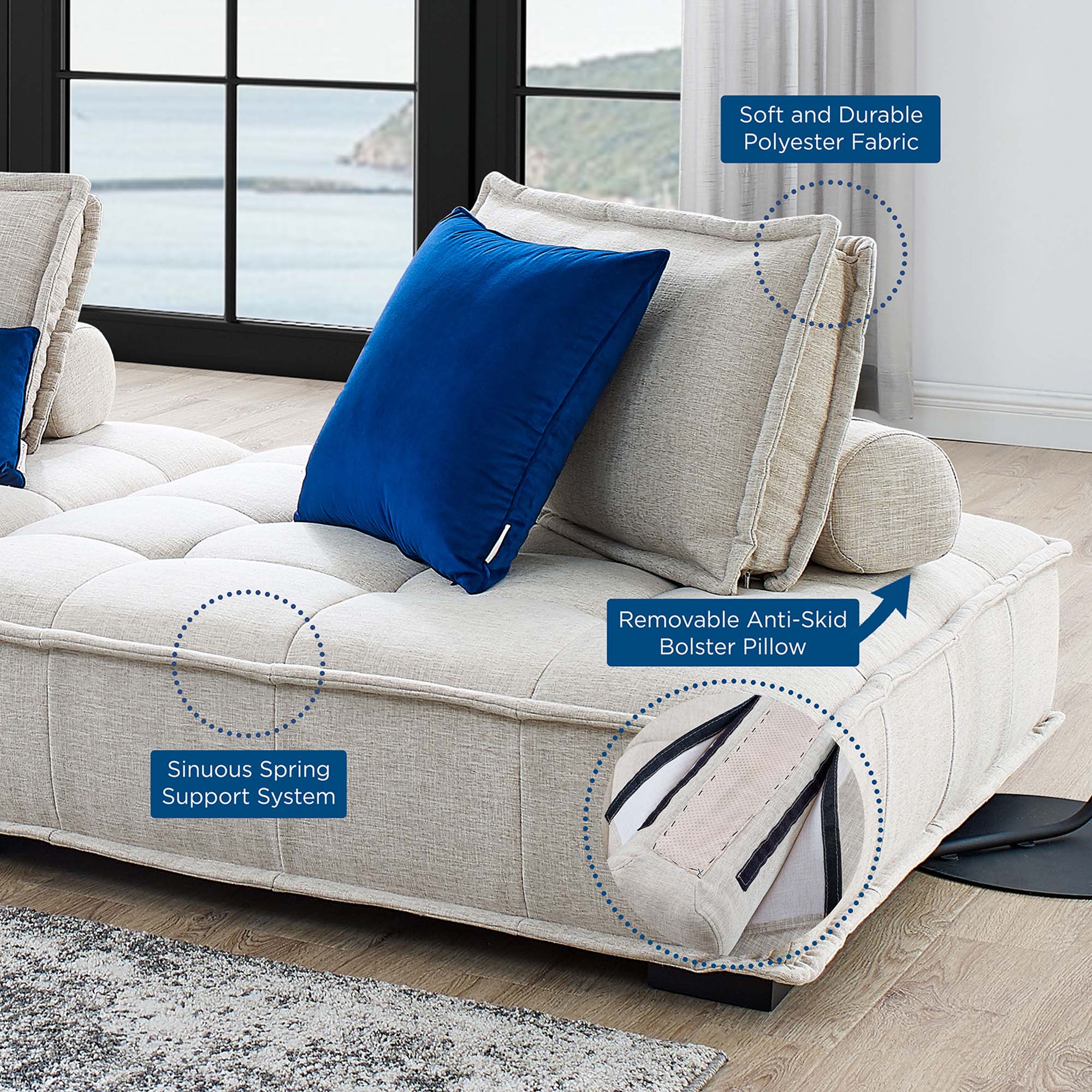 Saunter 3-Piece Tufted Fabric Fabric Sofa by Modway