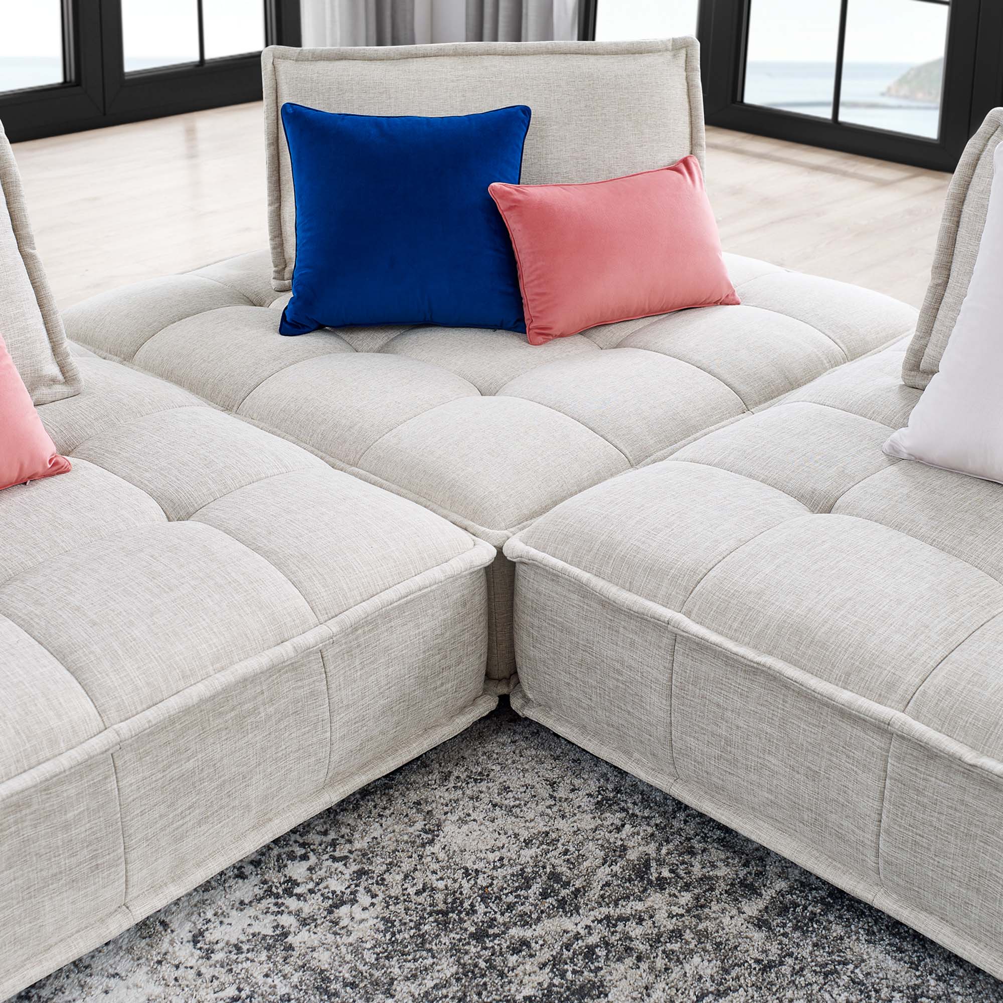 Saunter 3-Piece Tufted Fabric Fabric Sofa by Modway