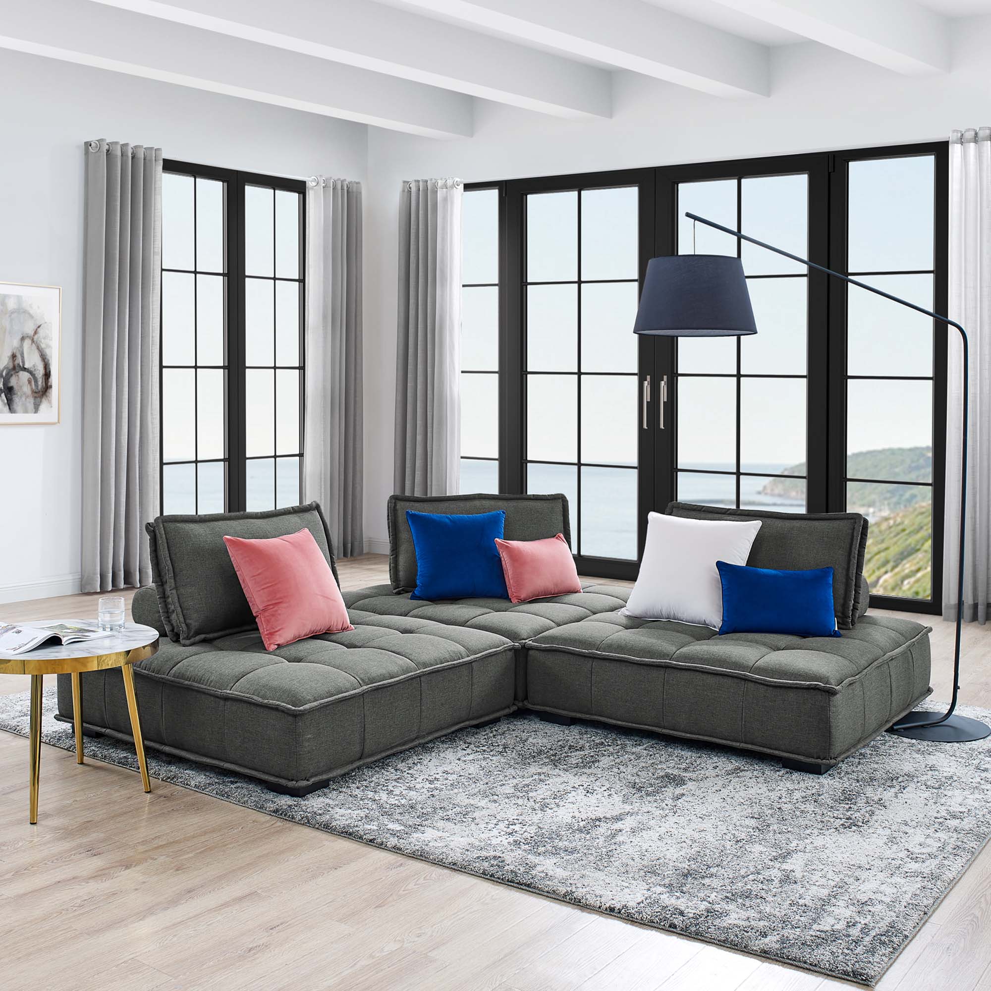 Saunter 3-Piece Tufted Fabric Fabric Sofa by Modway