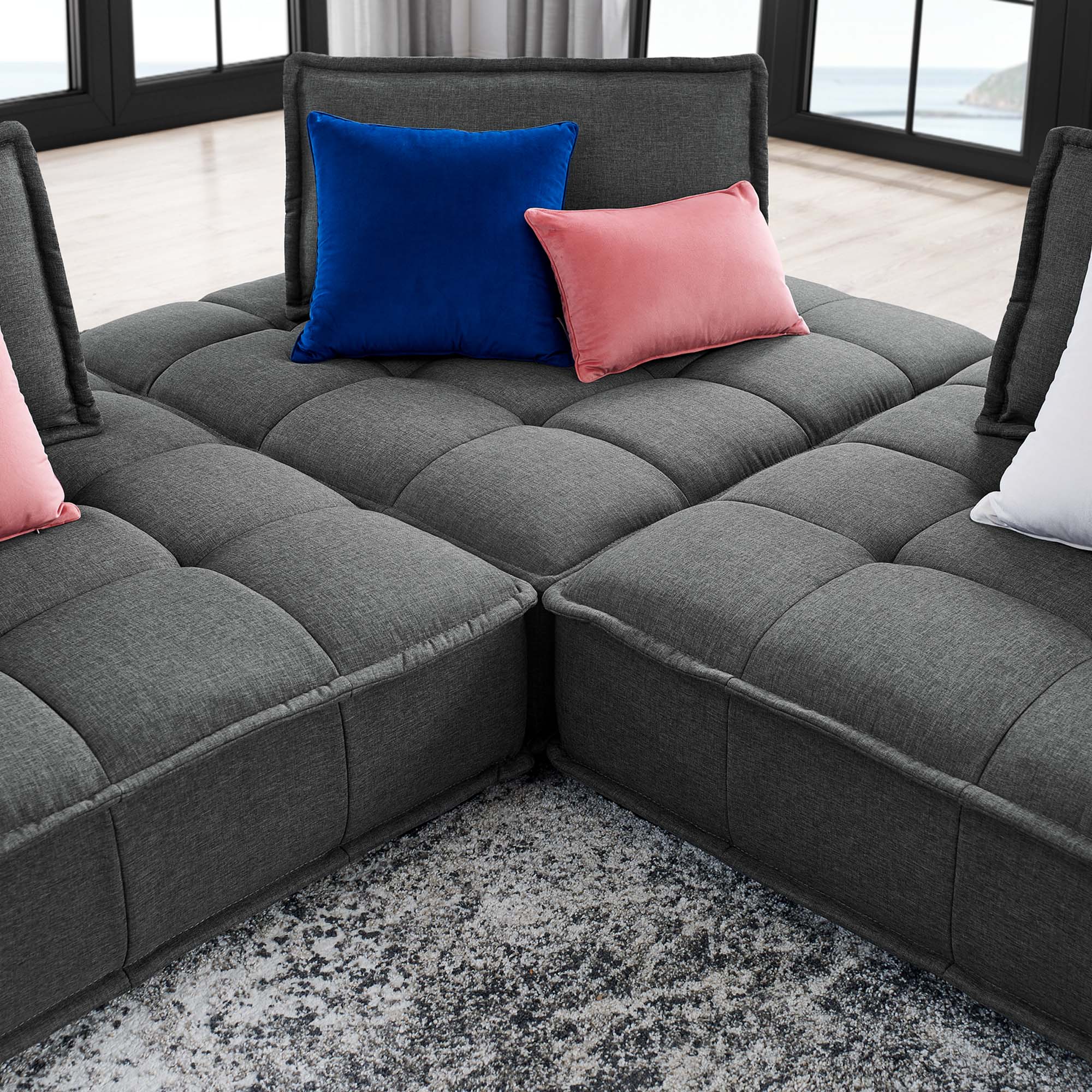 Saunter 3-Piece Tufted Fabric Fabric Sofa by Modway