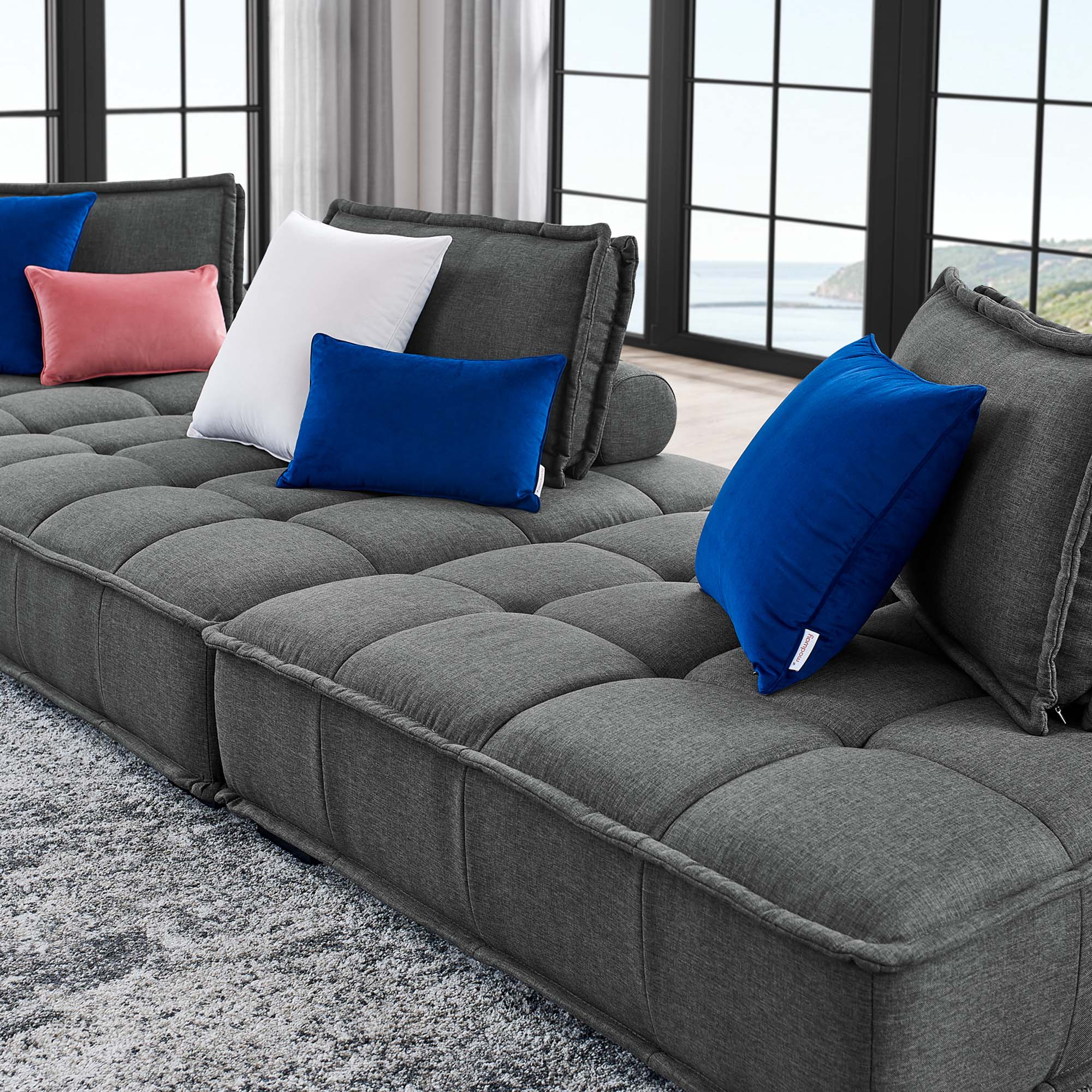 Saunter 3-Piece Tufted Fabric Fabric Sofa by Modway