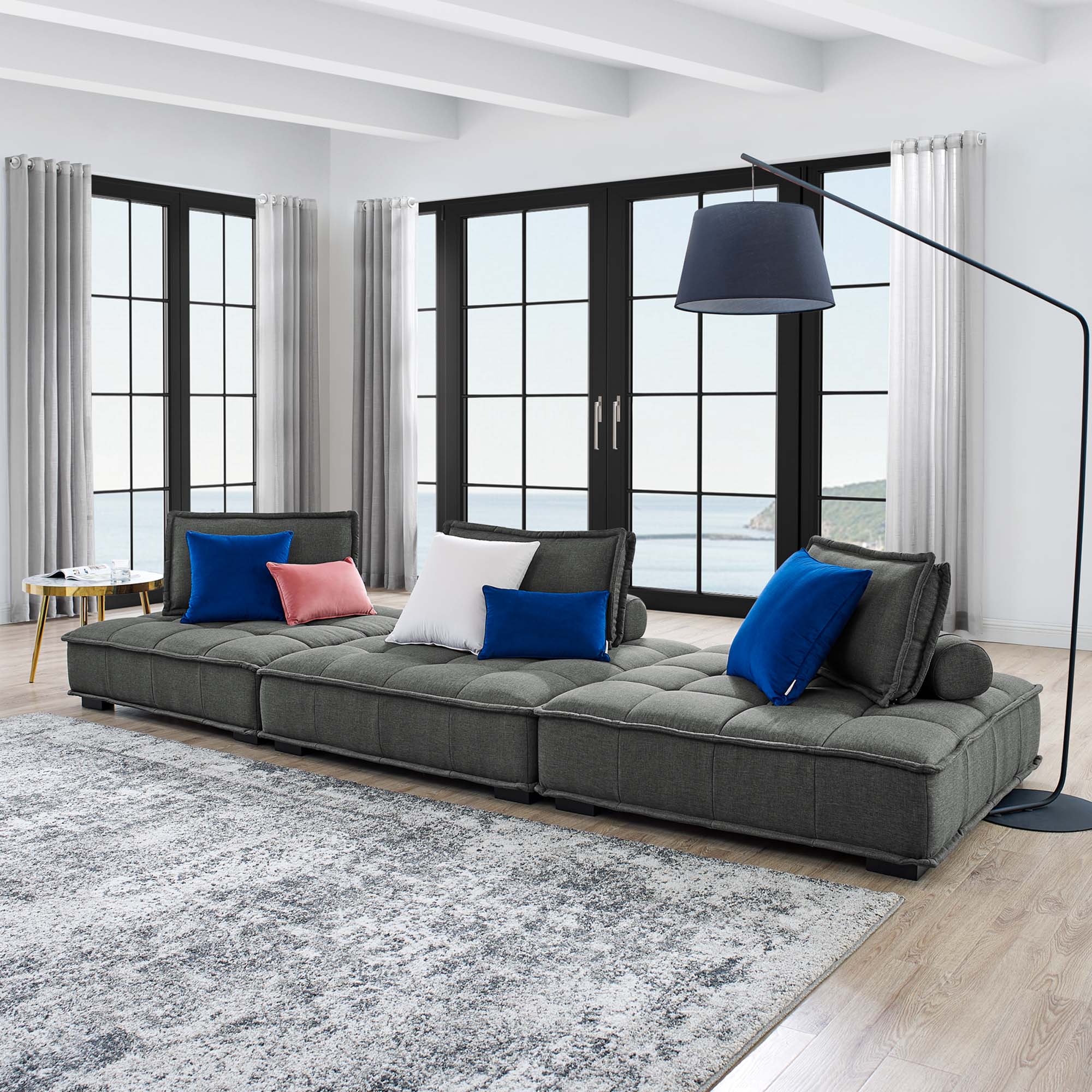Saunter 3-Piece Tufted Fabric Fabric Sofa by Modway