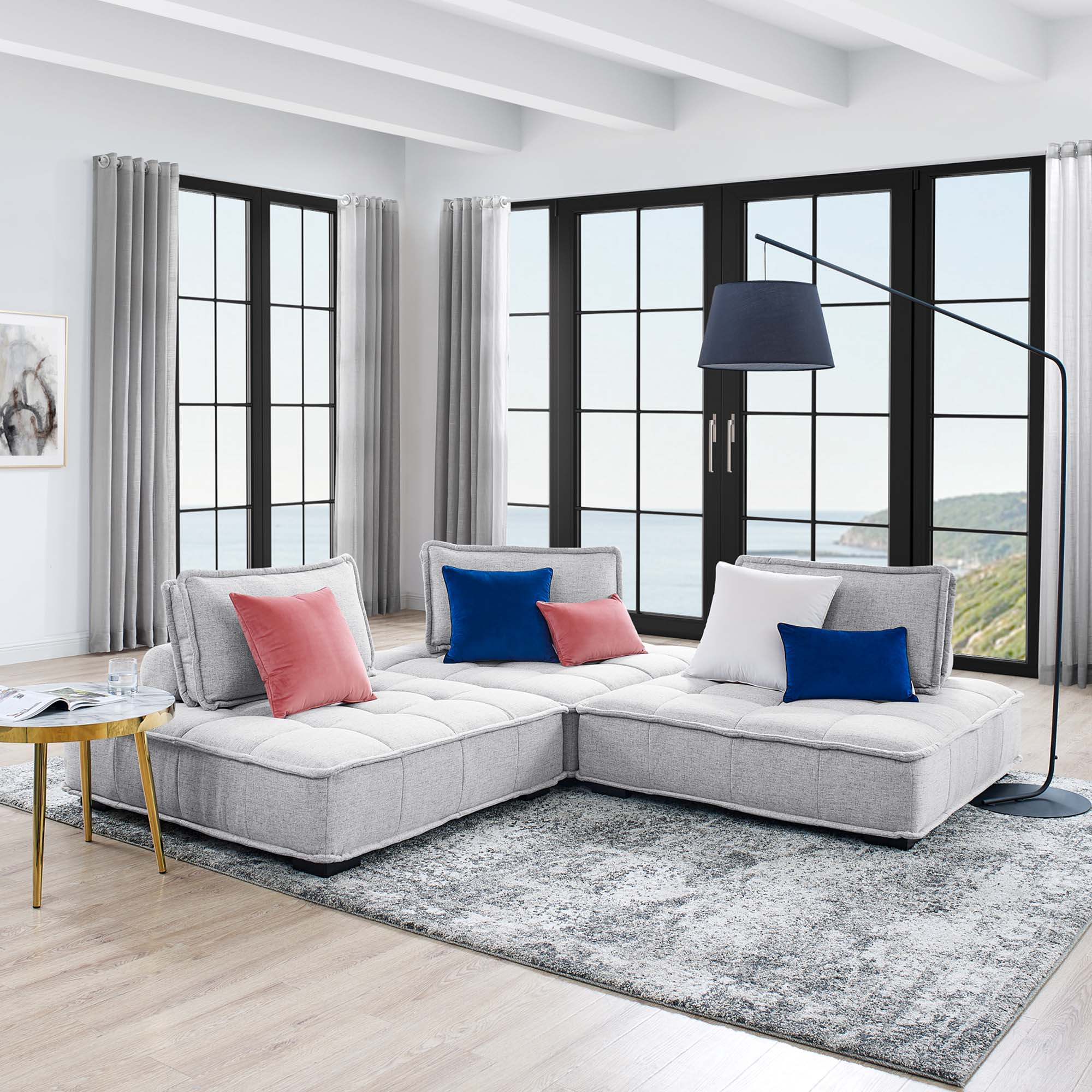Saunter 3-Piece Tufted Fabric Fabric Sofa by Modway