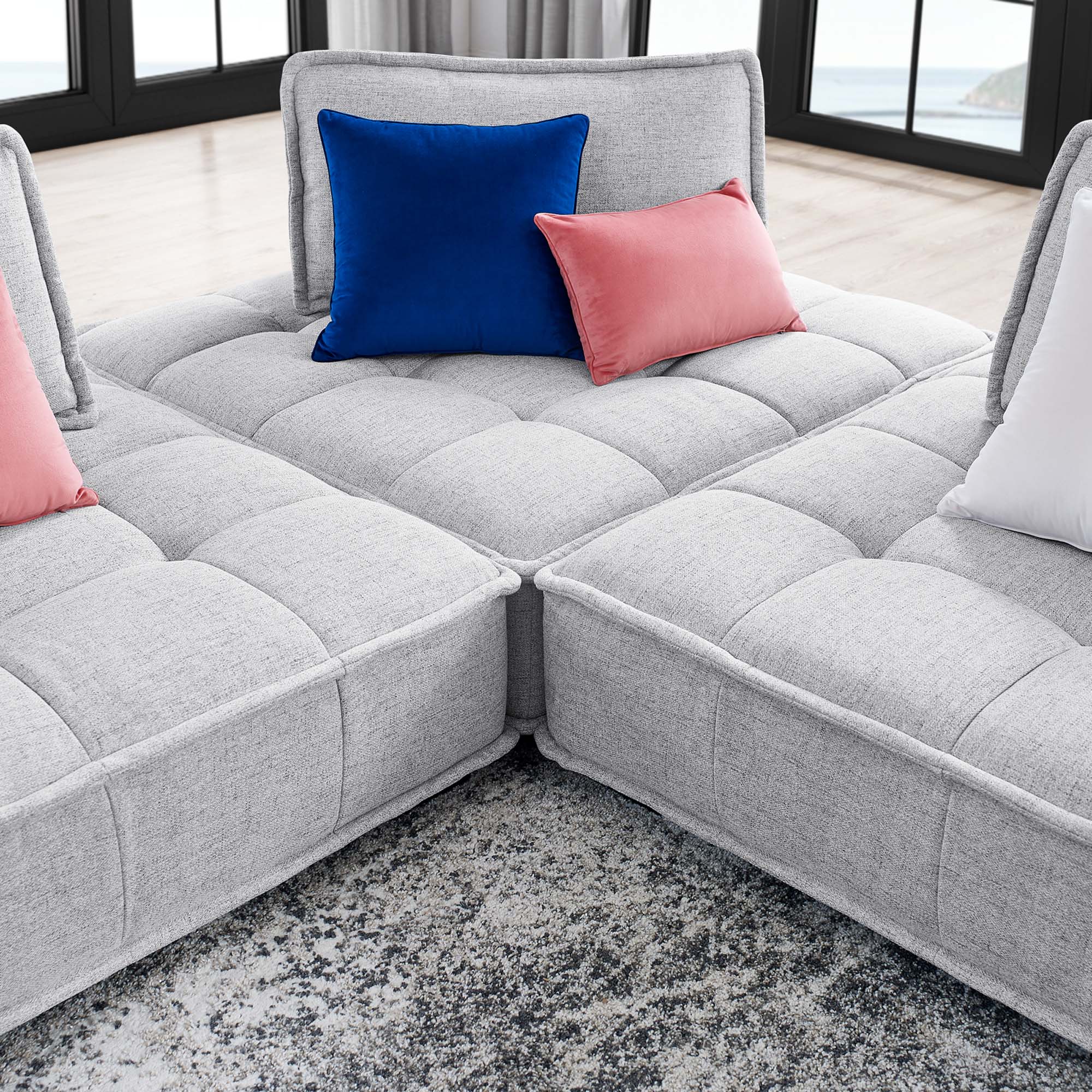 Saunter 3-Piece Tufted Fabric Fabric Sofa by Modway