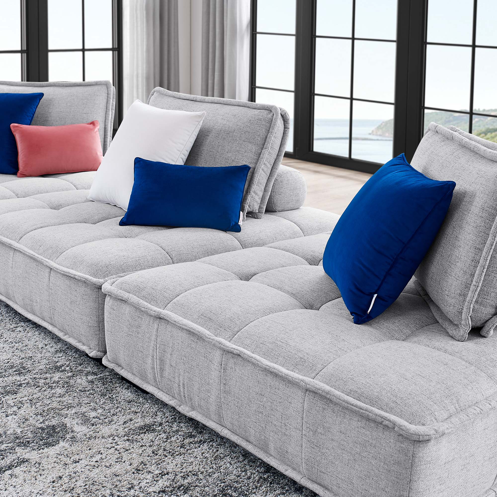 Saunter 3-Piece Tufted Fabric Fabric Sofa by Modway
