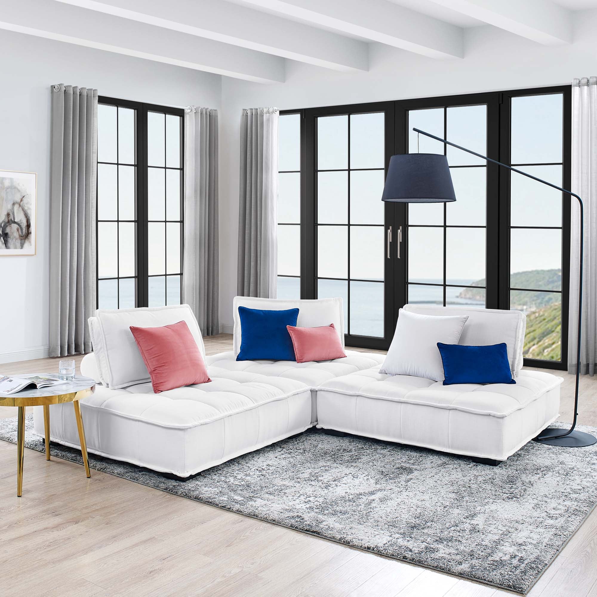 Saunter 3-Piece Tufted Fabric Fabric Sofa by Modway