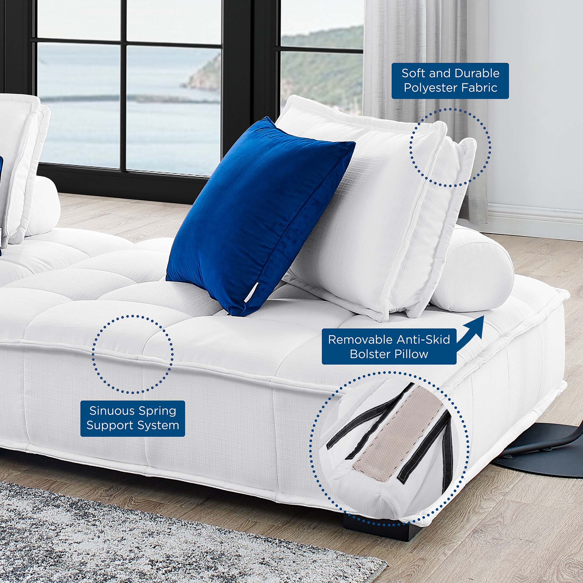 Saunter 3-Piece Tufted Fabric Fabric Sofa by Modway