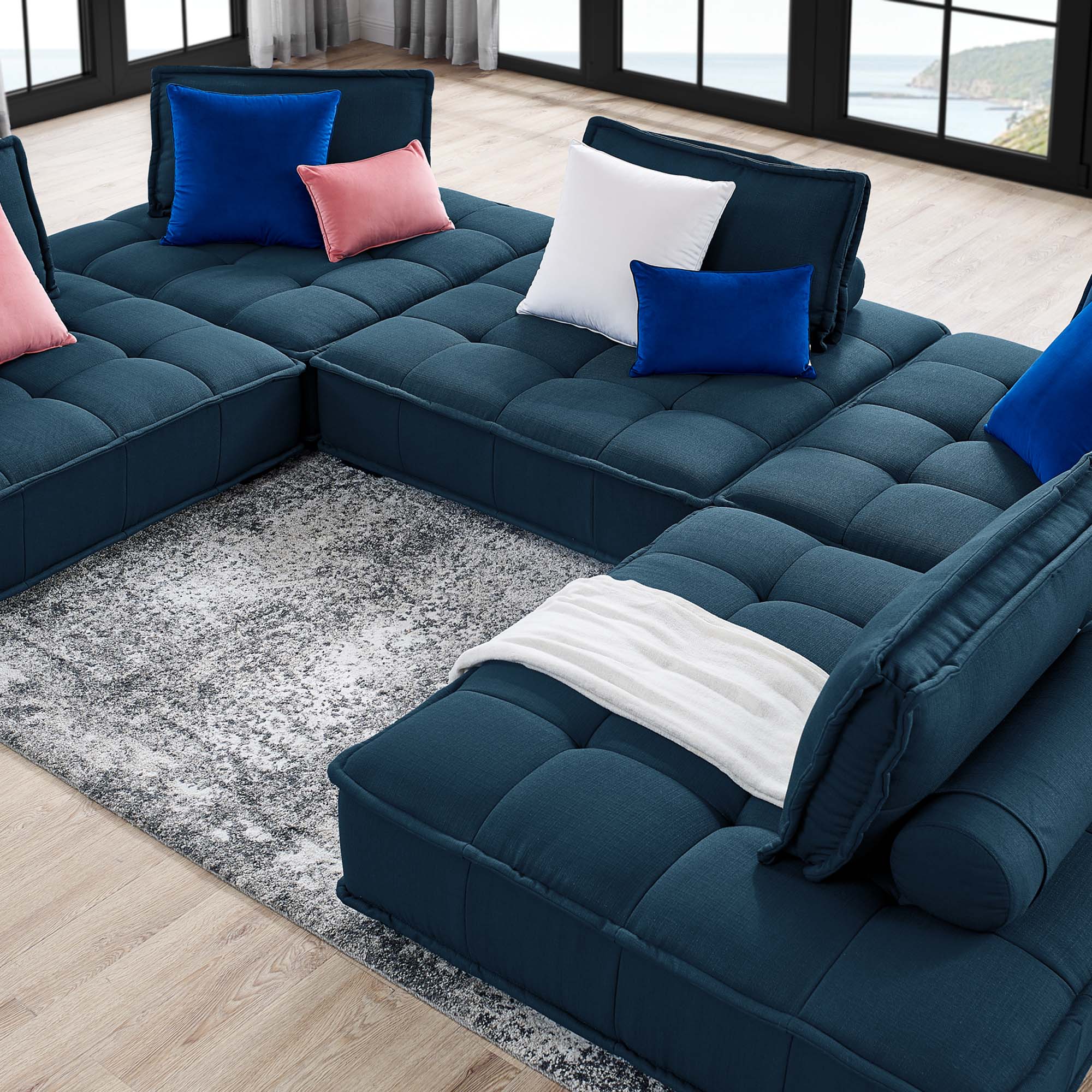 Saunter 5-Piece Tufted Fabric Fabric Sectional Sofa by Modway
