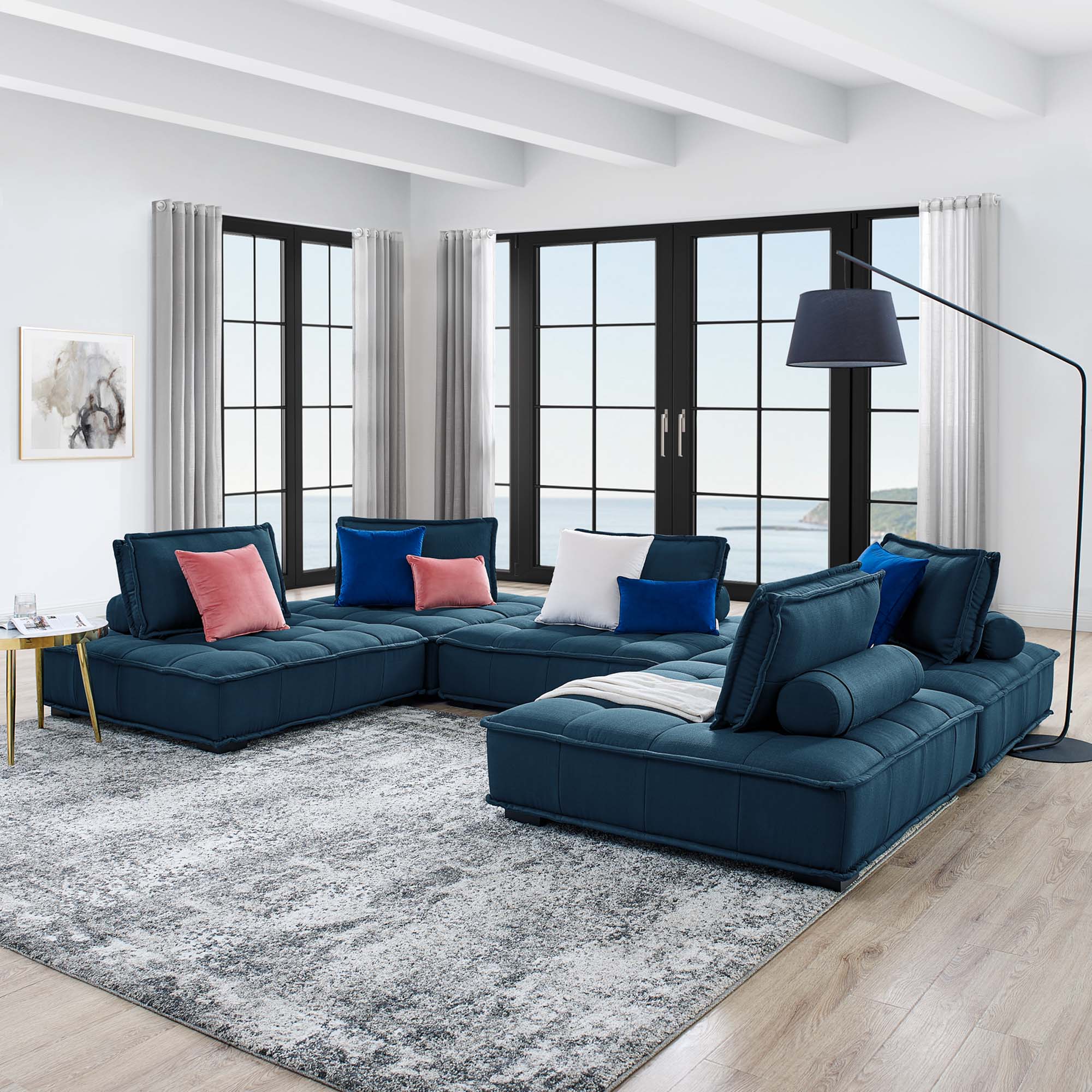 Saunter 5-Piece Tufted Fabric Fabric Sectional Sofa by Modway