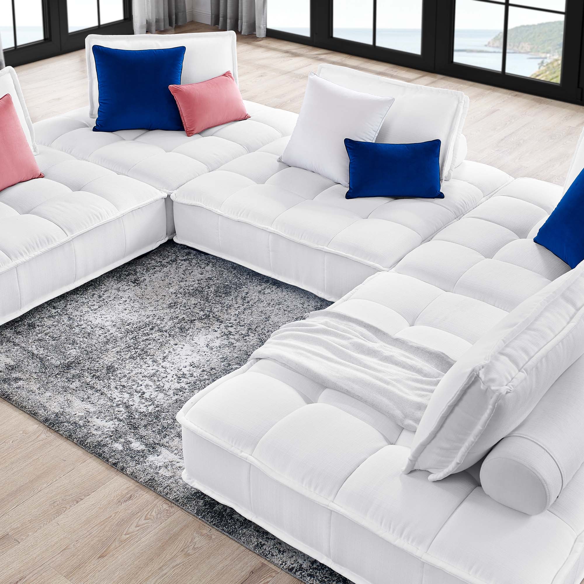 Saunter 5-Piece Tufted Fabric Fabric Sectional Sofa by Modway