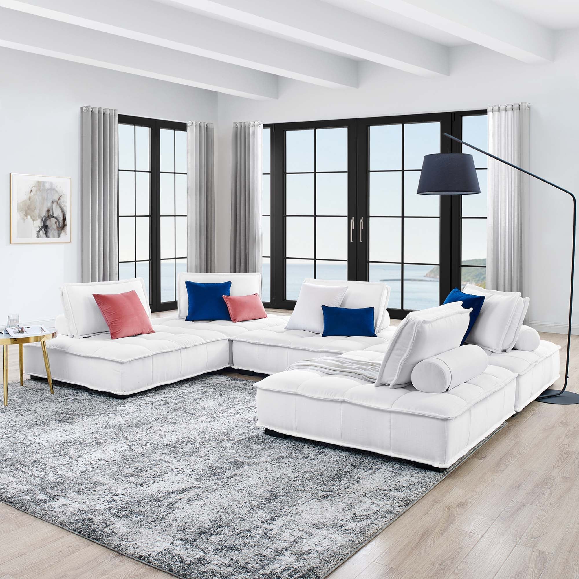 Saunter 5-Piece Tufted Fabric Fabric Sectional Sofa by Modway