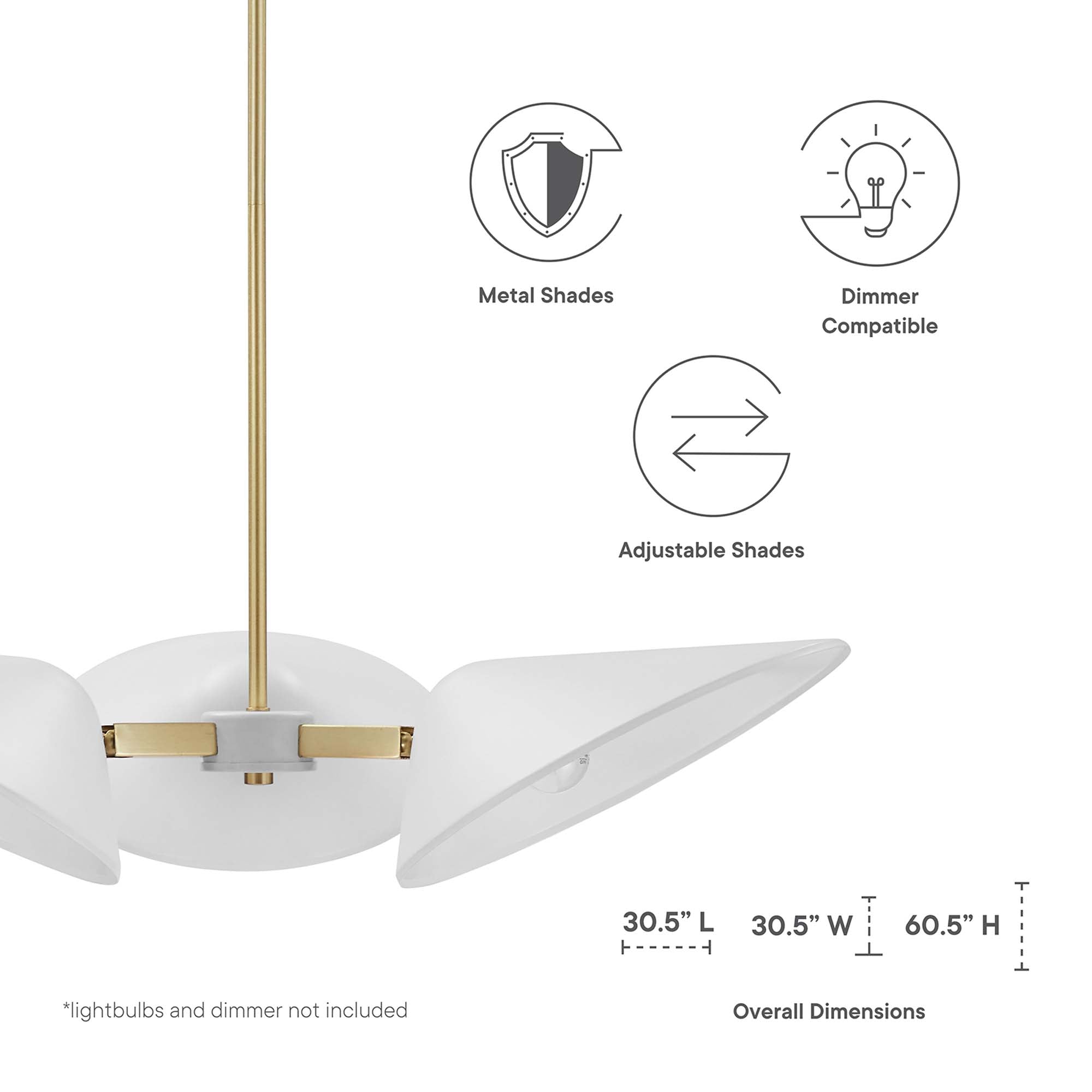 Journey 3-Light 3" Arm Pendant by Modway