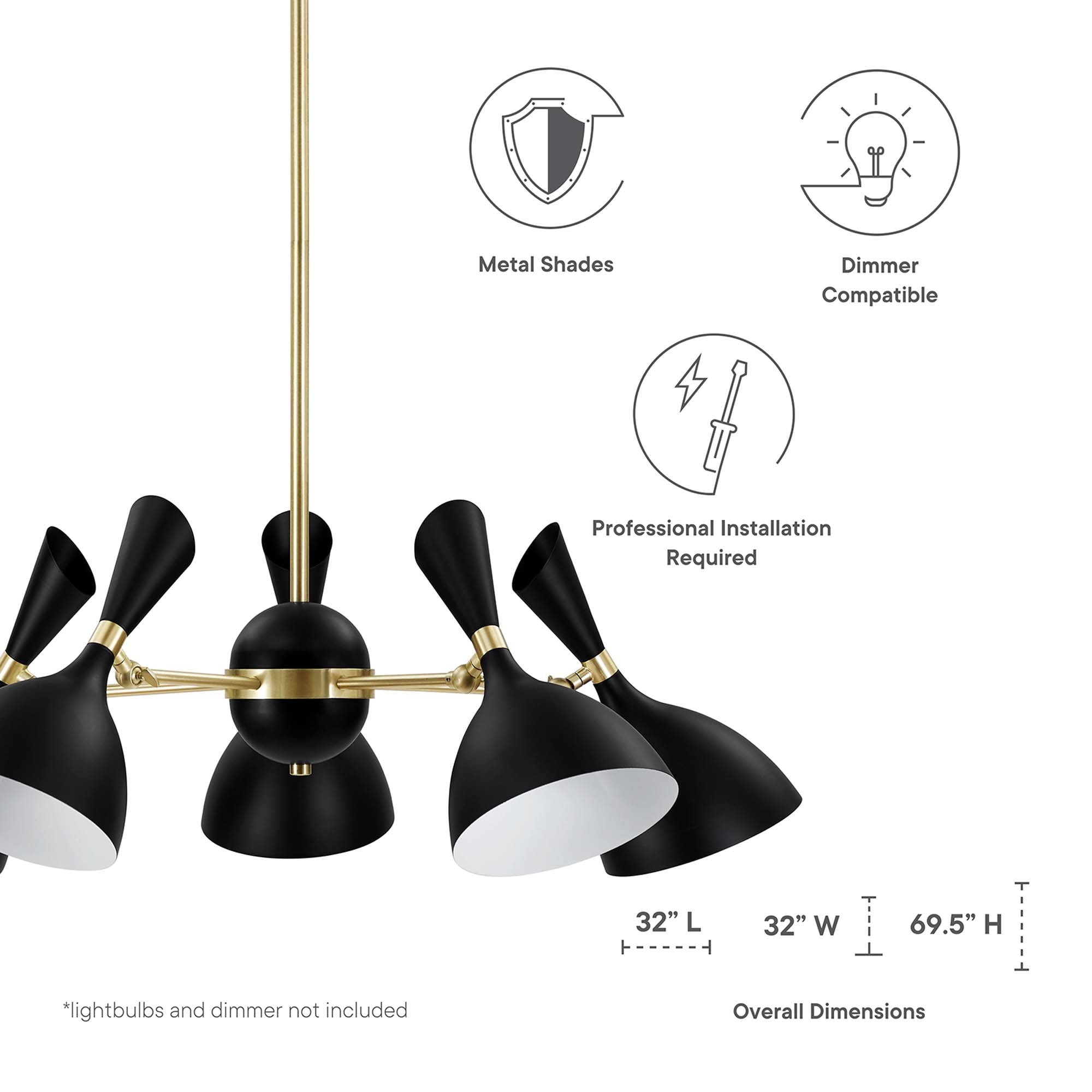 Declare 5-Light 6" Arm Pendant by Modway