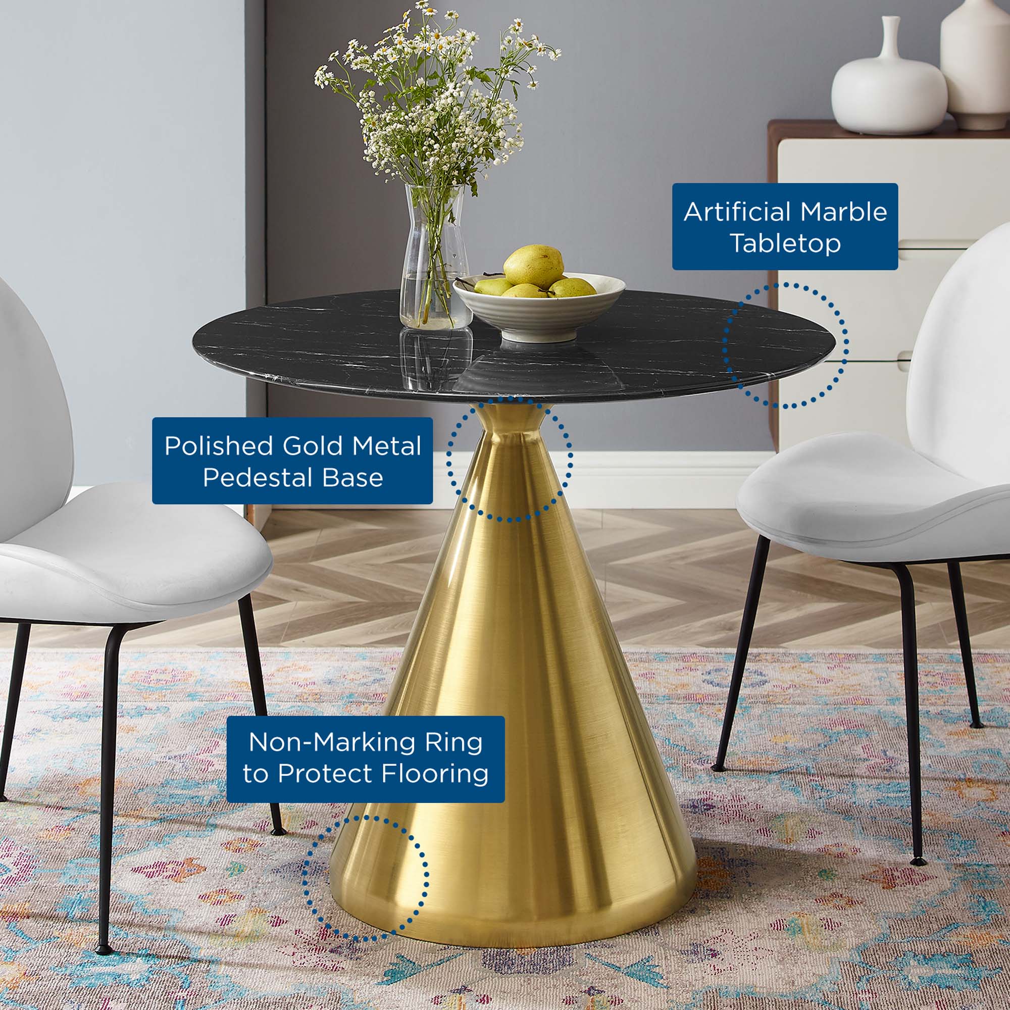 Tupelo 36" Artificial Marble Dining Table by Modway
