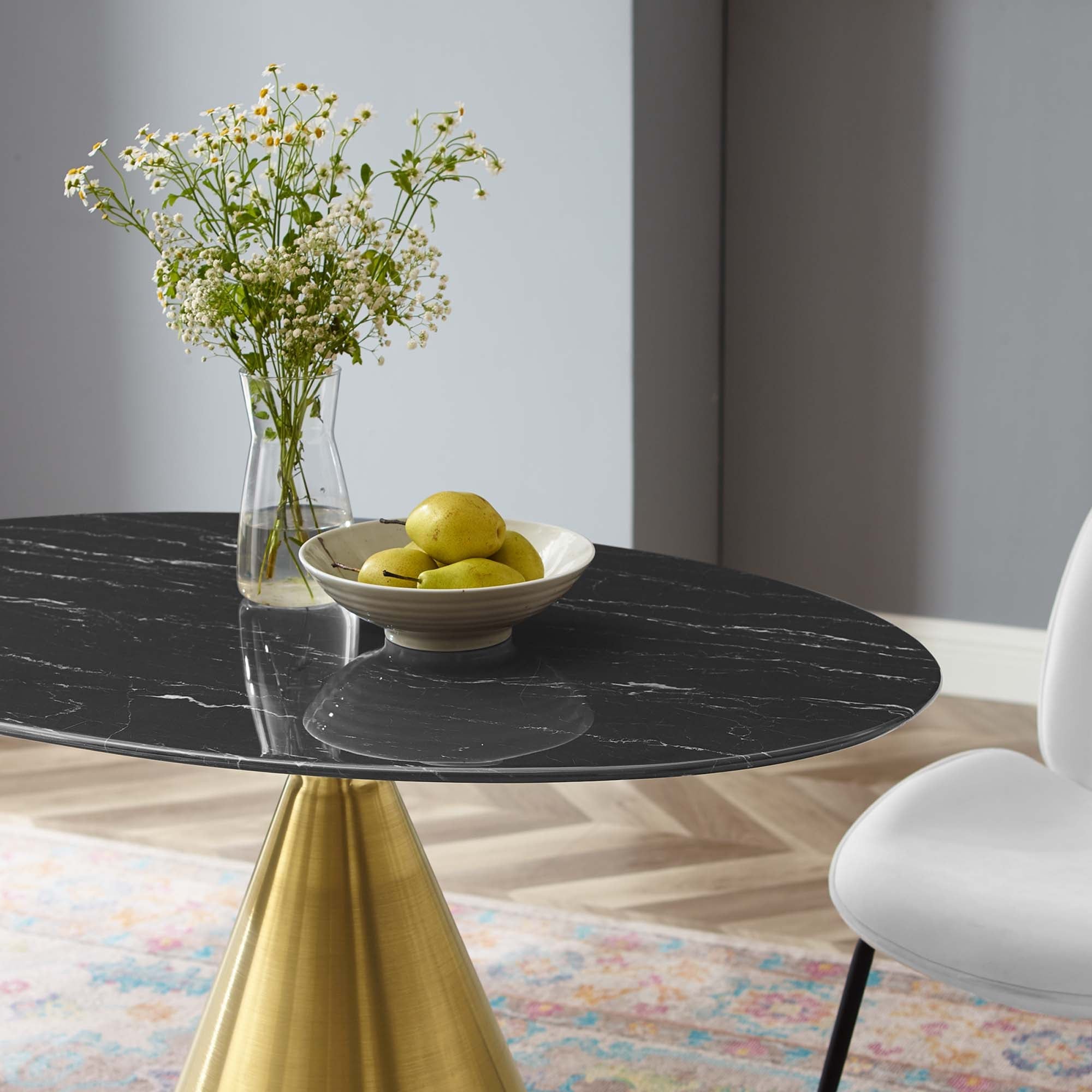 Tupelo 42" Oval Artificial Marble Dining Table by Modway