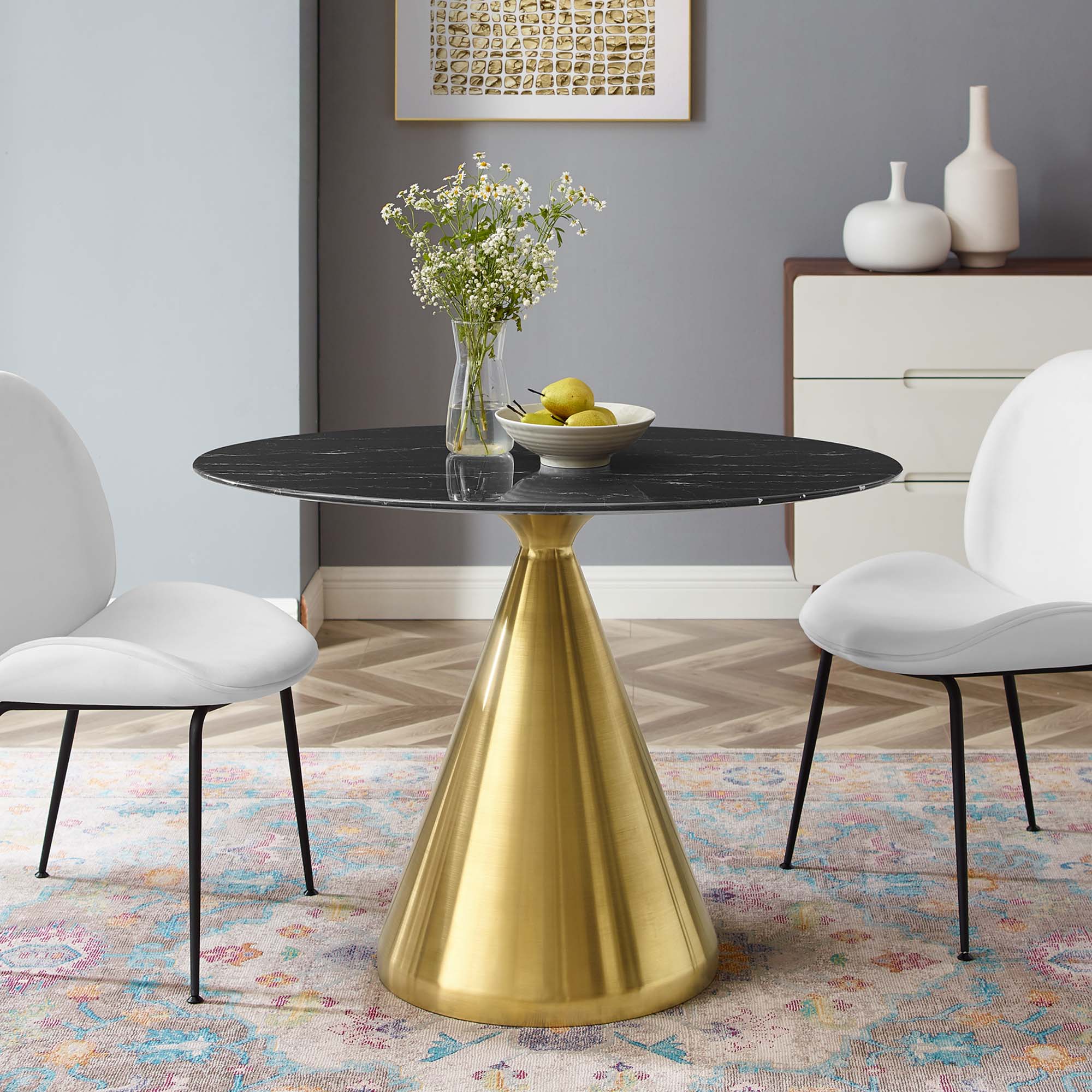 Tupelo 42" Oval Artificial Marble Dining Table by Modway