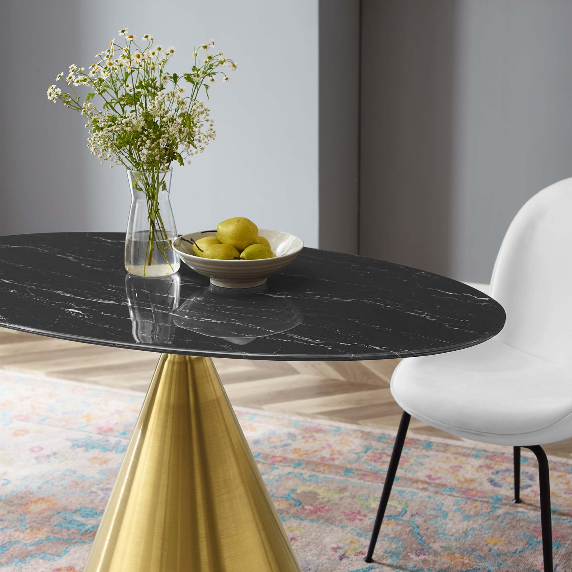 Tupelo 48" Oval Artificial Marble Dining Table by Modway