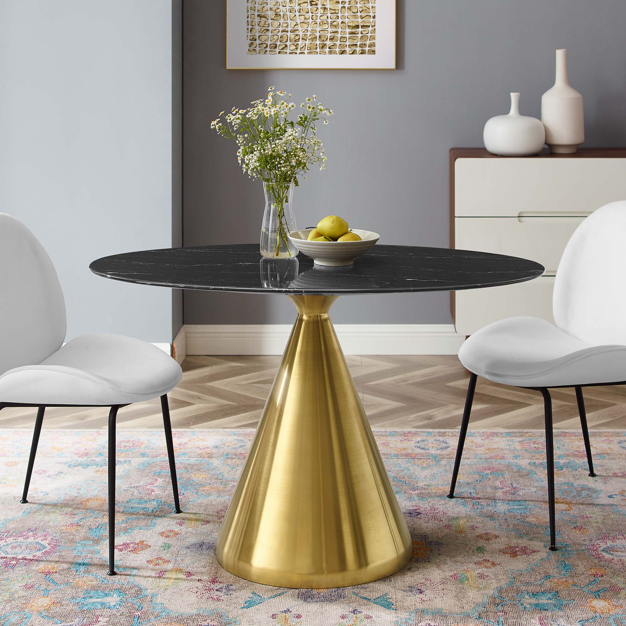Tupelo 48" Oval Artificial Marble Dining Table by Modway