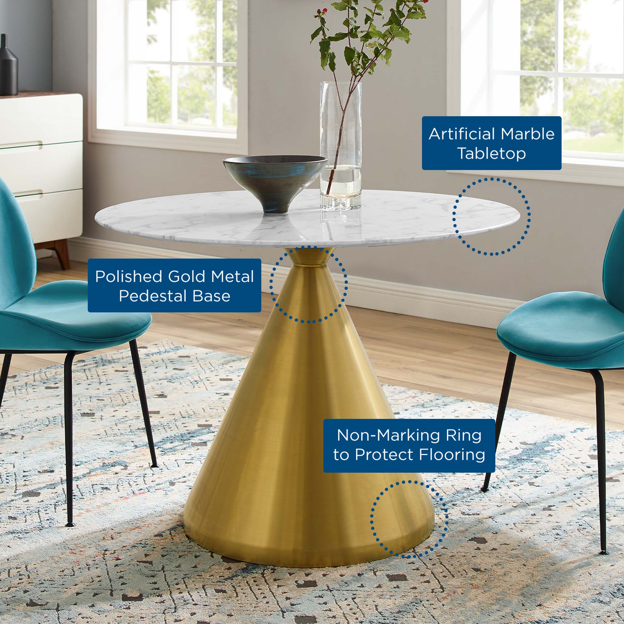 Tupelo 40" Artificial Marble Dining Table by Modway