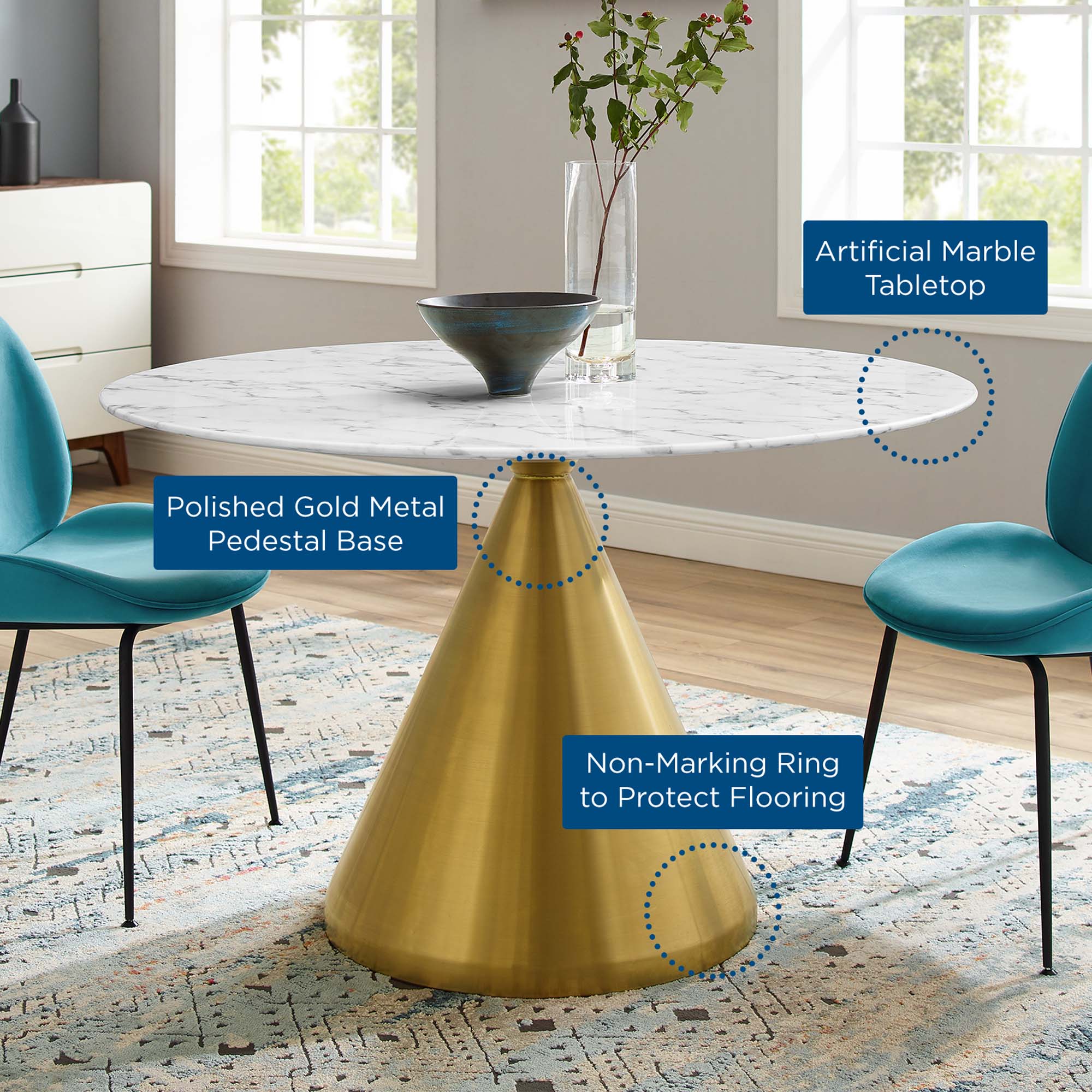 Tupelo 47" Artificial Marble Dining Table by Modway