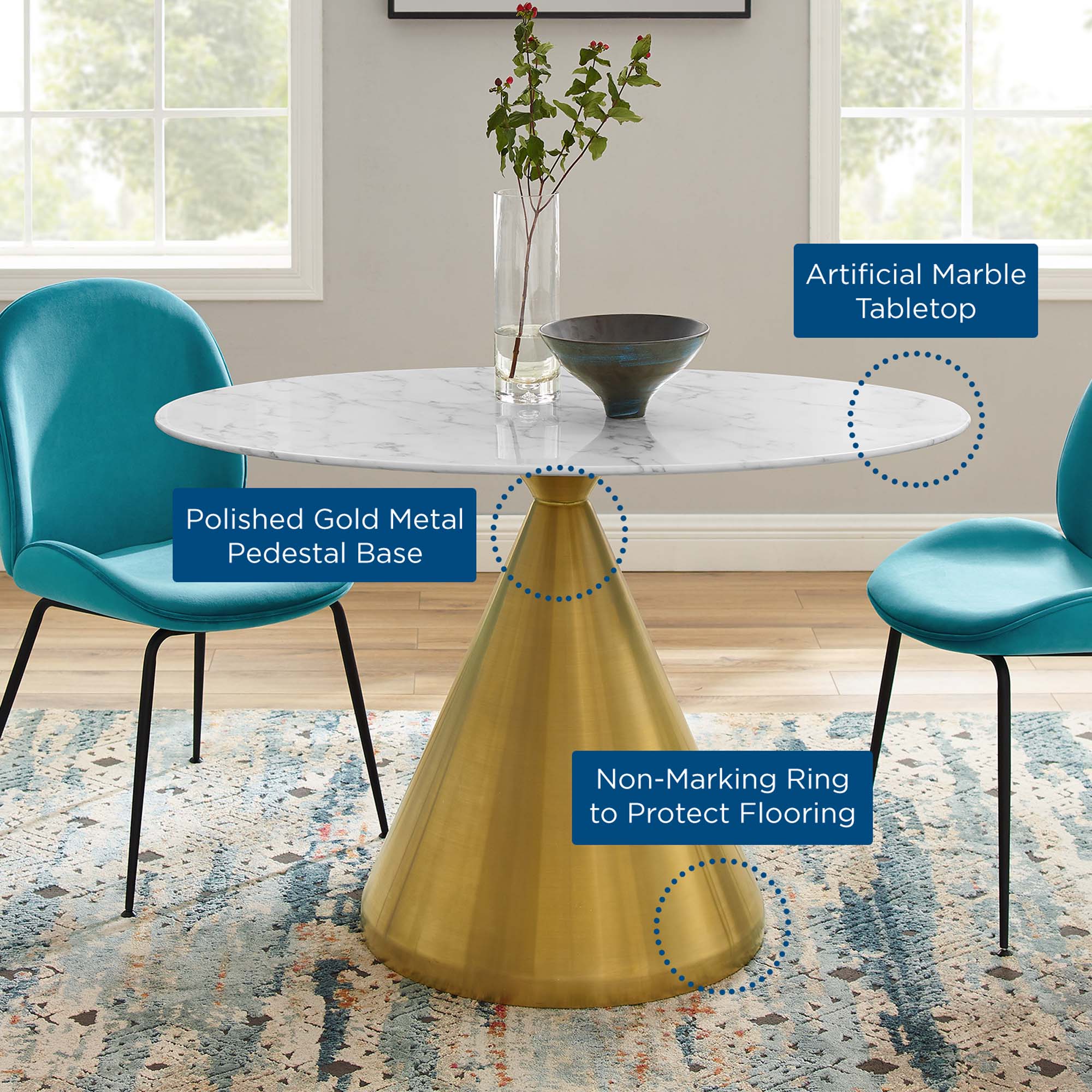Tupelo 48" Oval Artificial Marble Dining Table by Modway