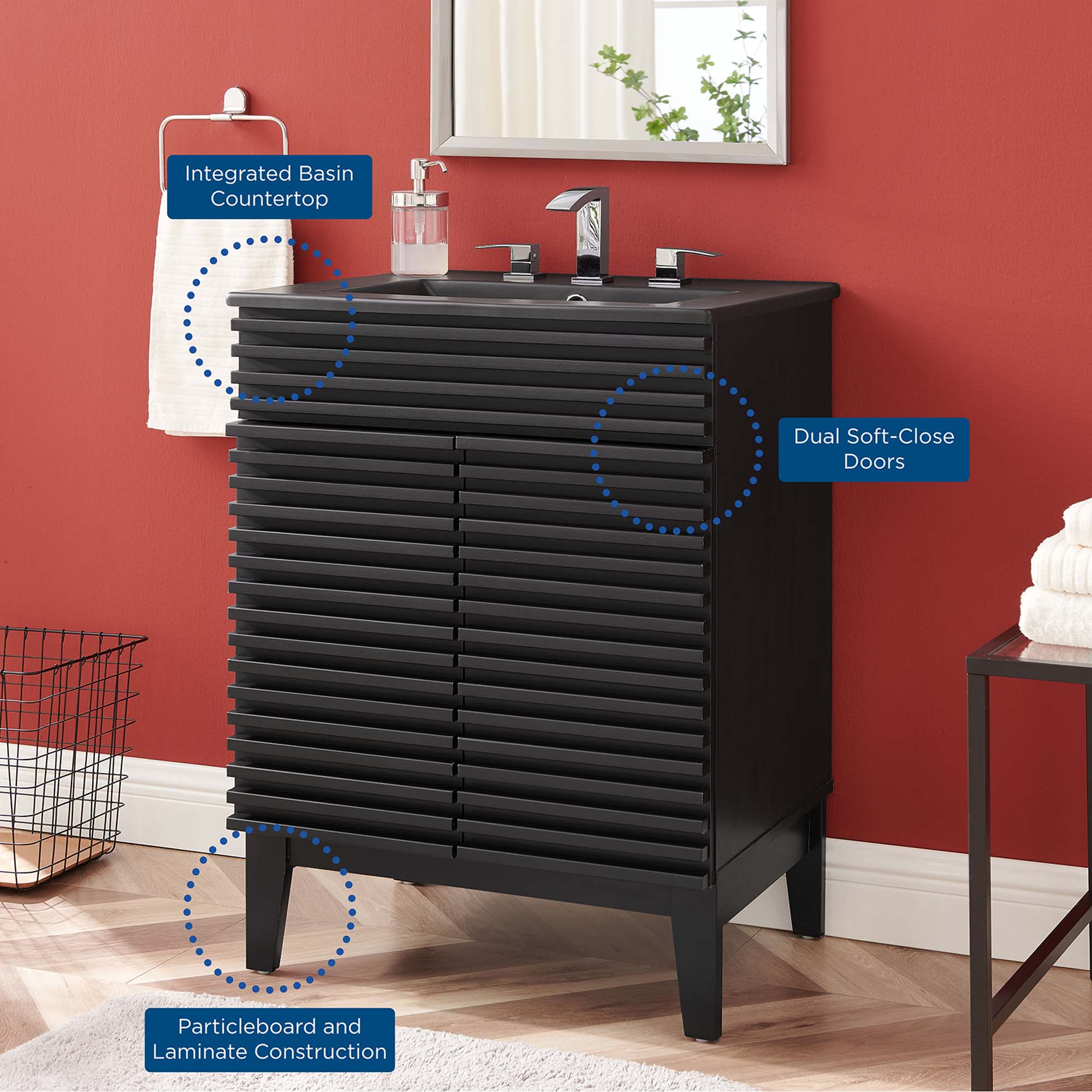 Render Bathroom Vanity with Black Basin Included by Modway