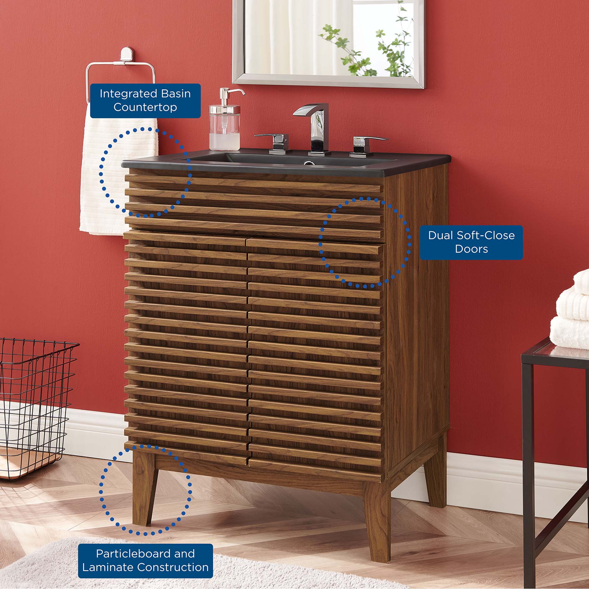 Render Bathroom Vanity with Black Basin Included by Modway