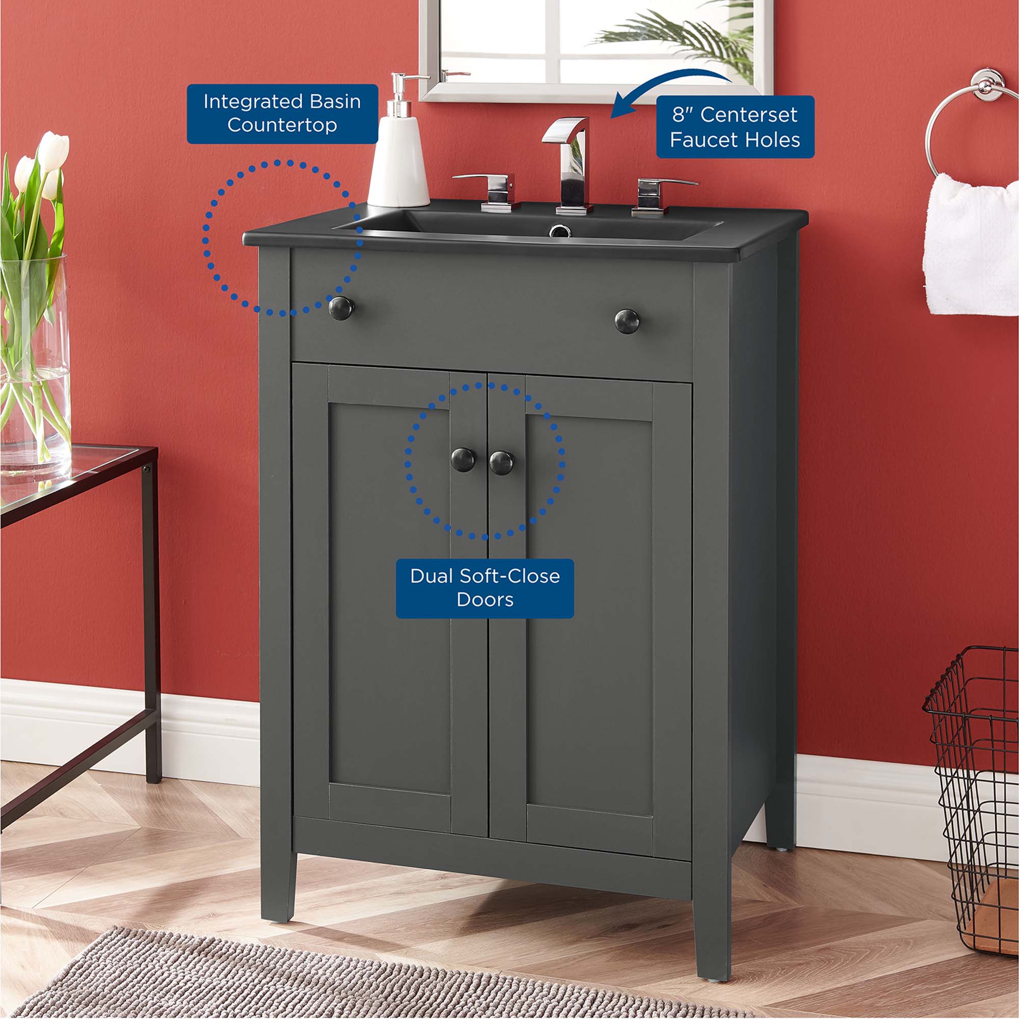 Nantucket Bathroom Vanity Basin Included by Modway