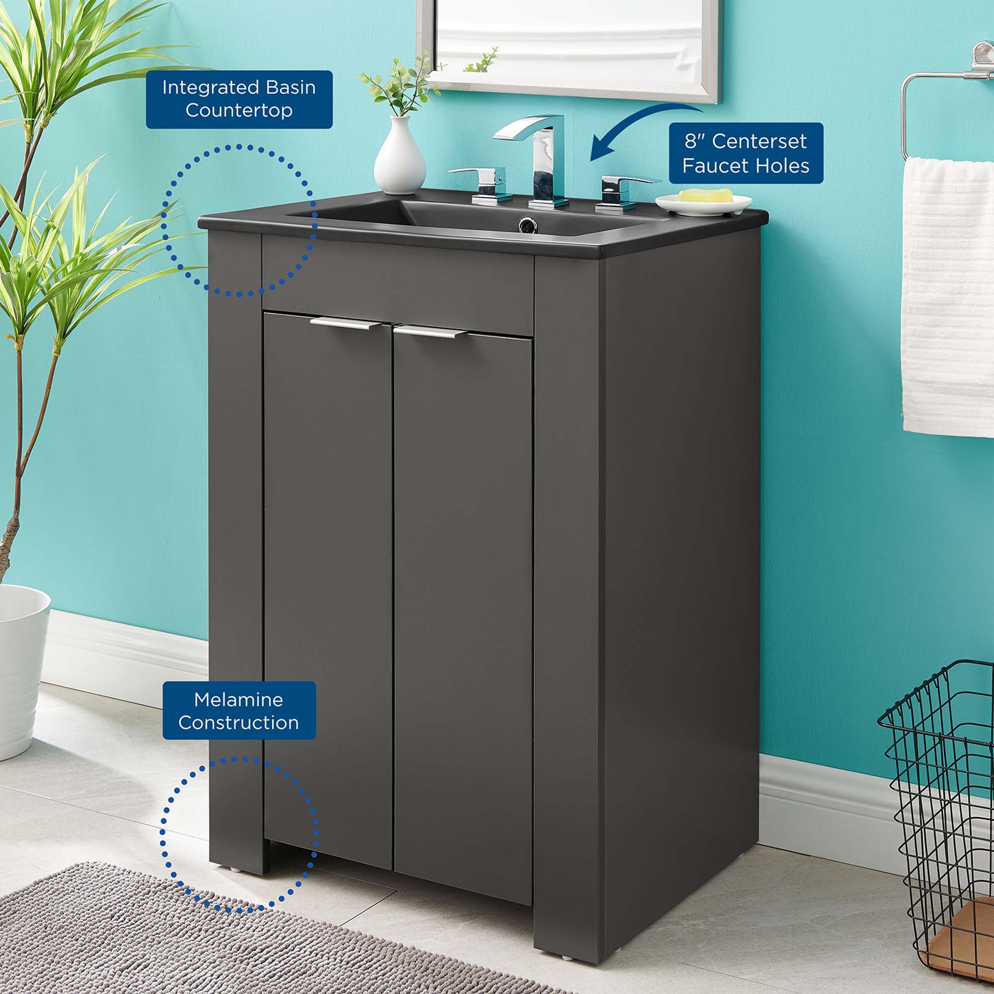 Maybelle Bathroom Vanity Basin Included by Modway