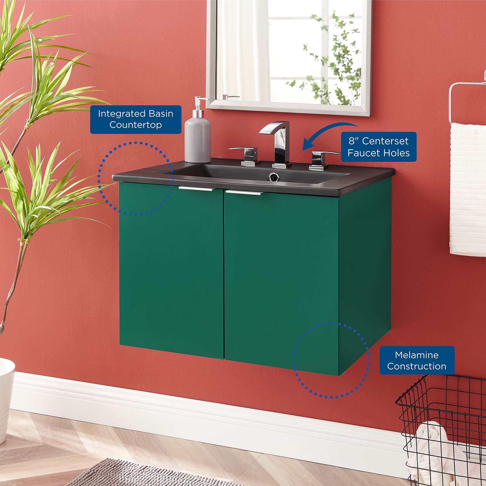 Maybelle Wall-Mount Bathroom Vanity Basin Included by Modway