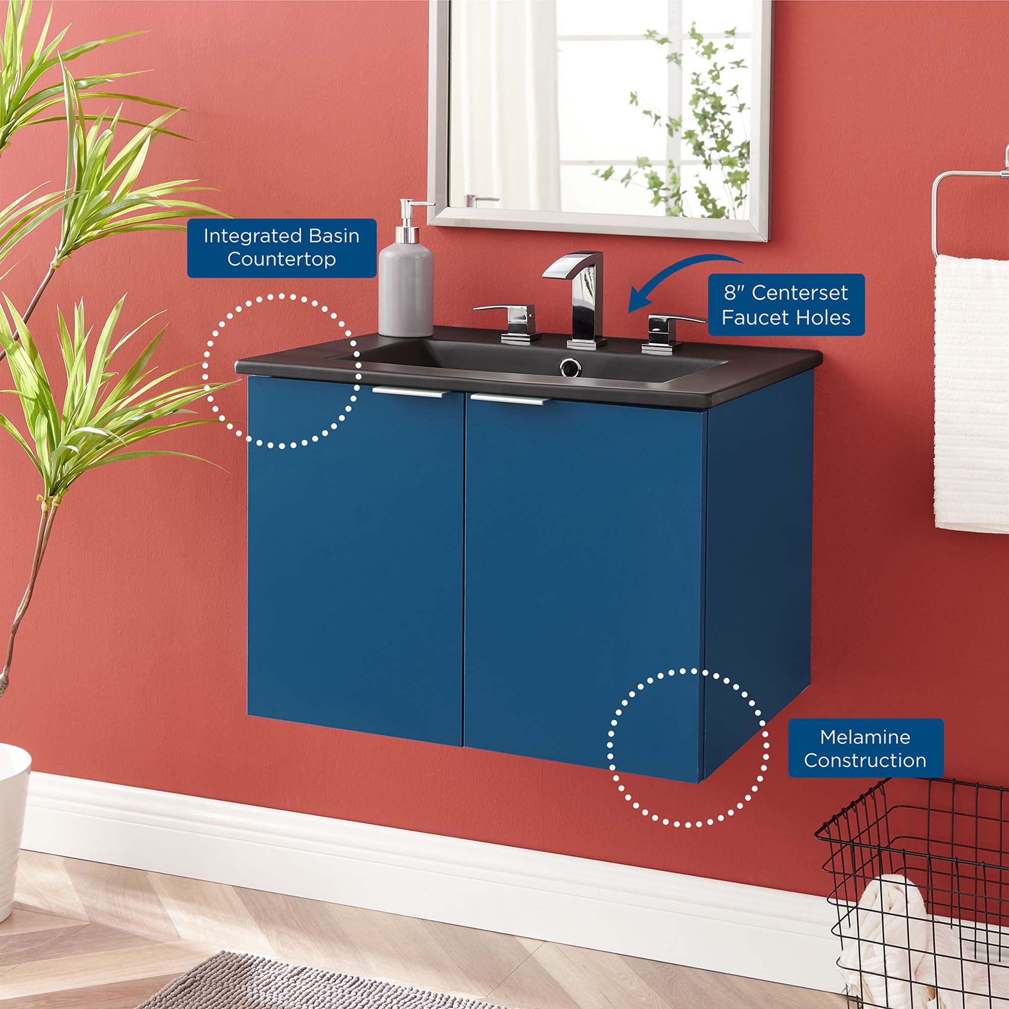 Maybelle Wall-Mount Bathroom Vanity Basin Included by Modway