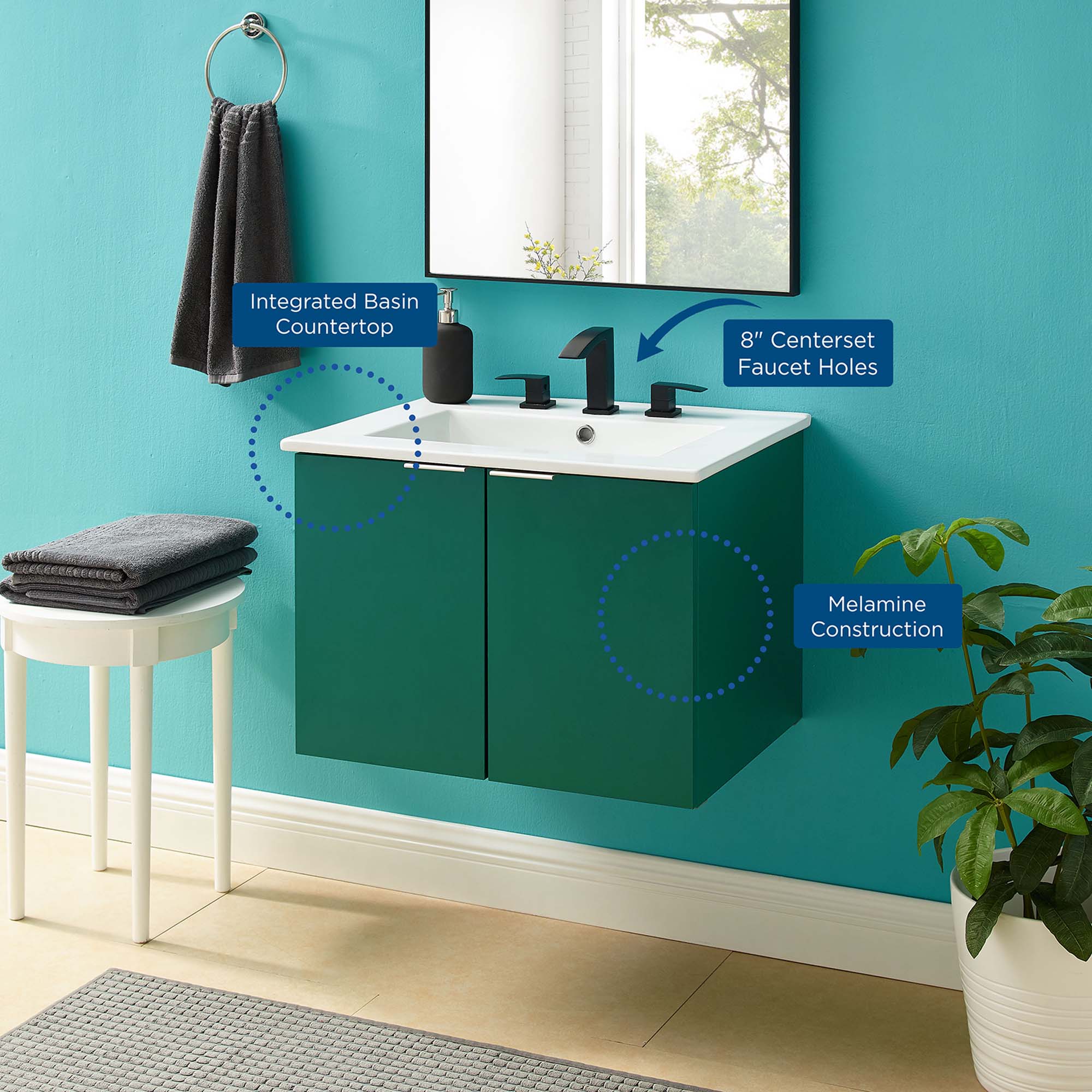 Maybelle Wall-Mount Bathroom Vanity Basin Included by Modway