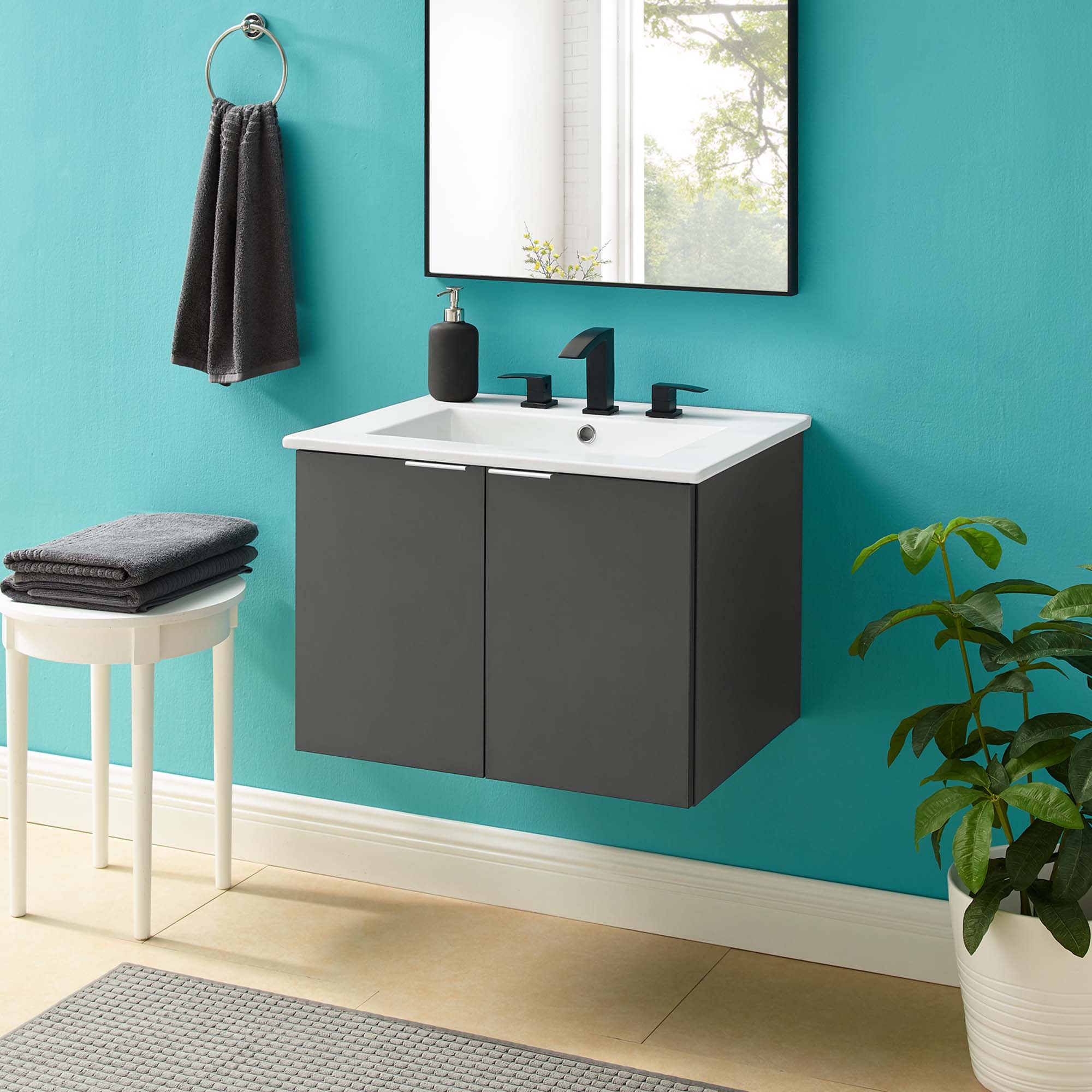 Maybelle Wall-Mount Bathroom Vanity Basin Included by Modway
